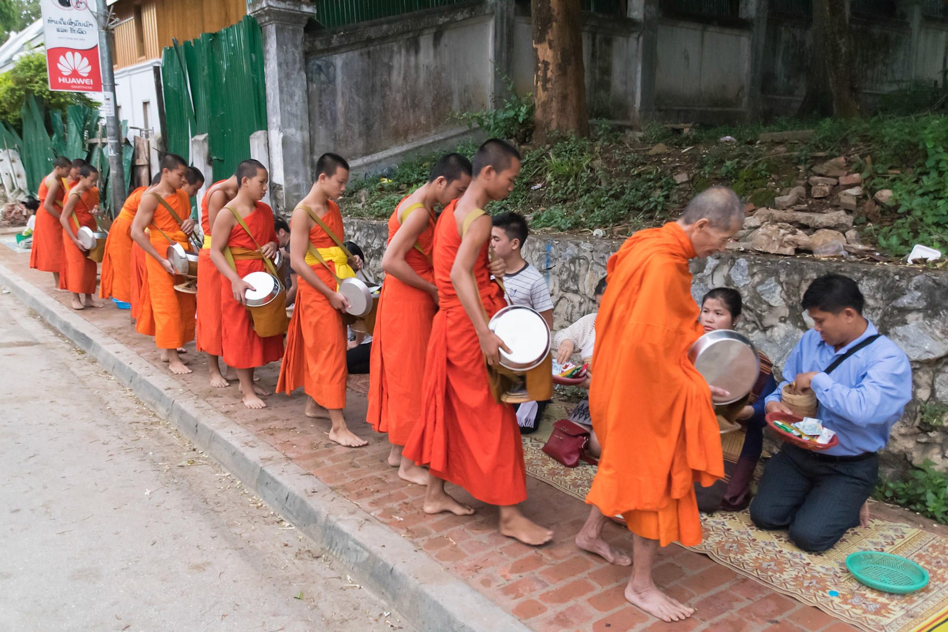 Monks collecting alms, Luang Prabang, Laos