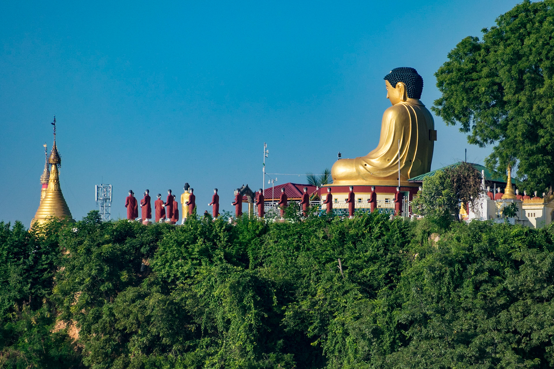Giant Seated Buddha, Sagaing, from Irrawaddy River