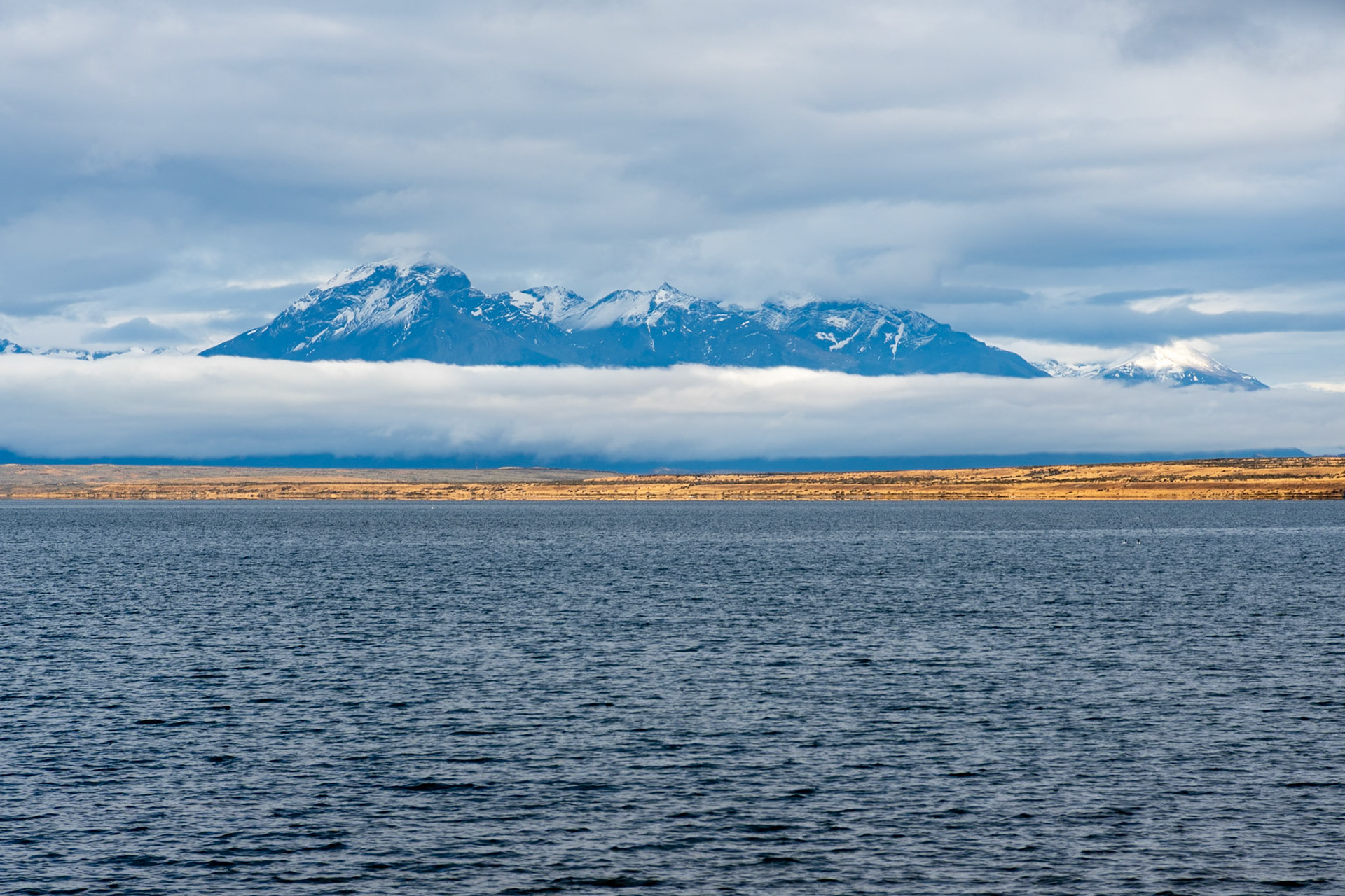 View across Ultima Esperanza Sound, Puerto Natales, Chile
