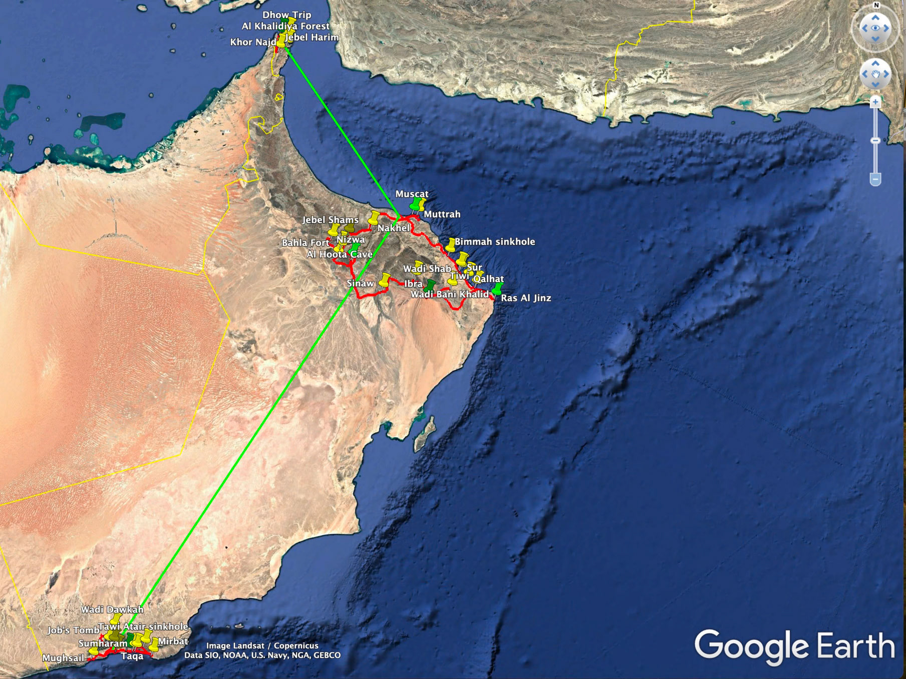 Map of Oman 2024 Trip
