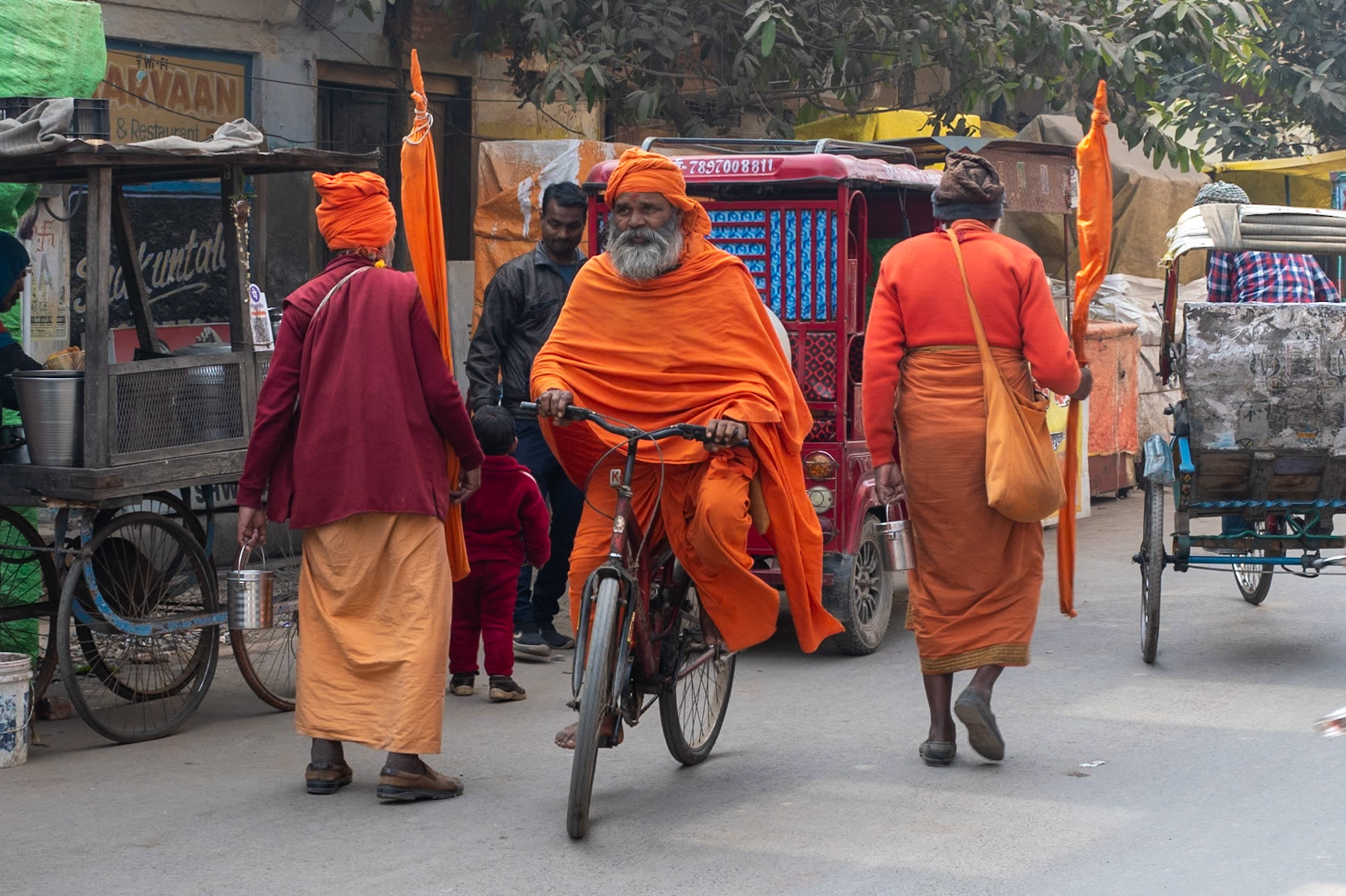 Pilgrim on a bike, Varanasi