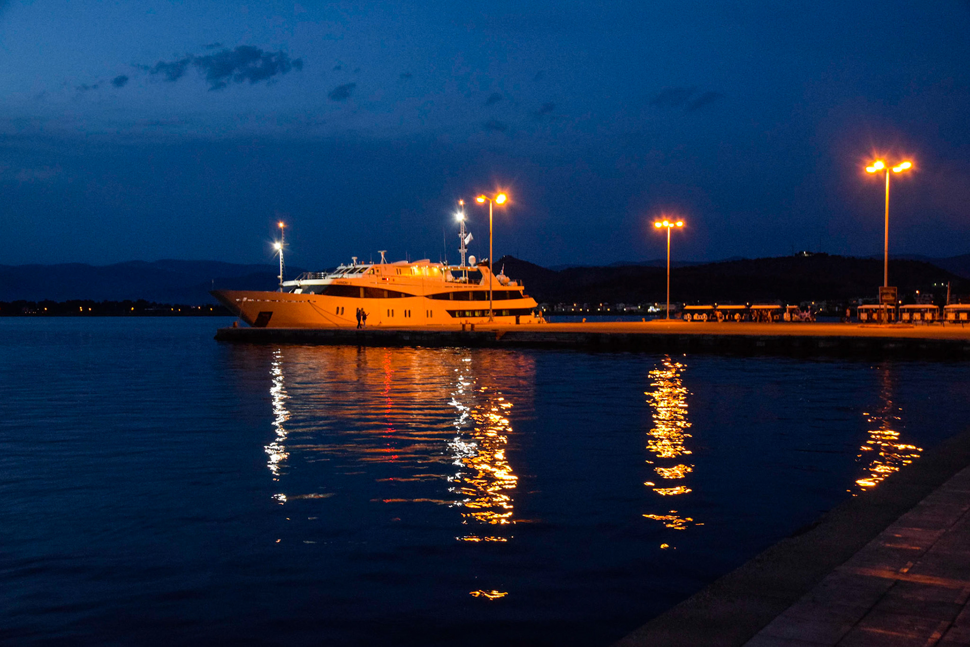 Harbour at night, Nafplio, Greece