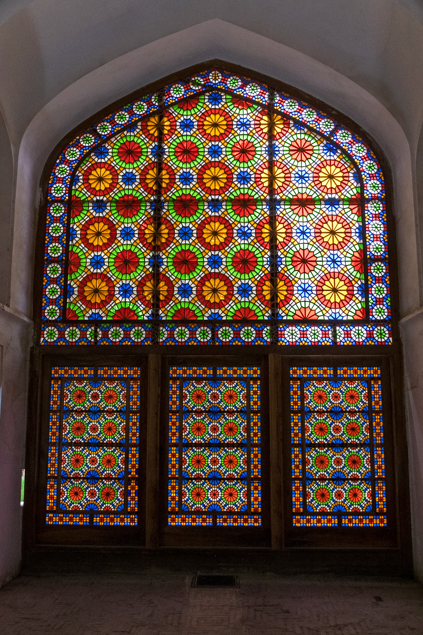 Stained glass window, Bagh-e Dolat Garden, Yazd