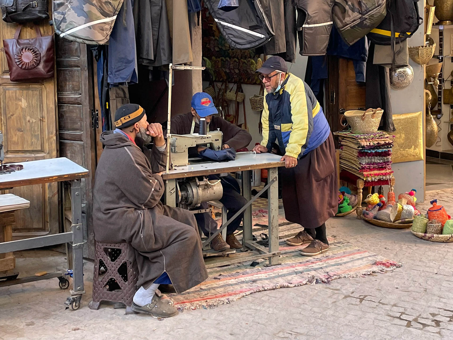 Gentlemen chatting, Medina, Marrakech, Morocco, 2021