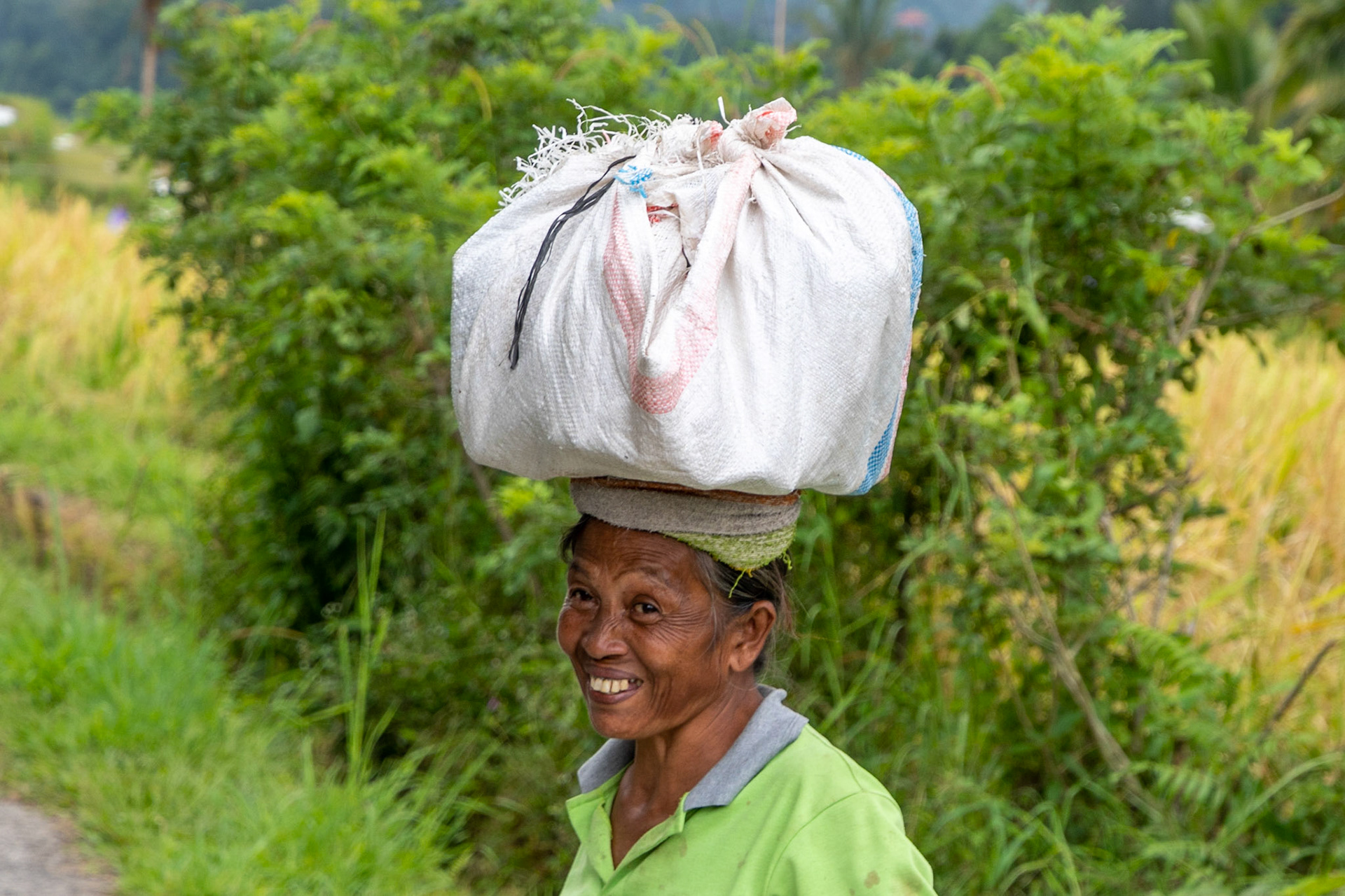 Lady carrying a load, Jatiluwih, Bali, Indonesia, 2022