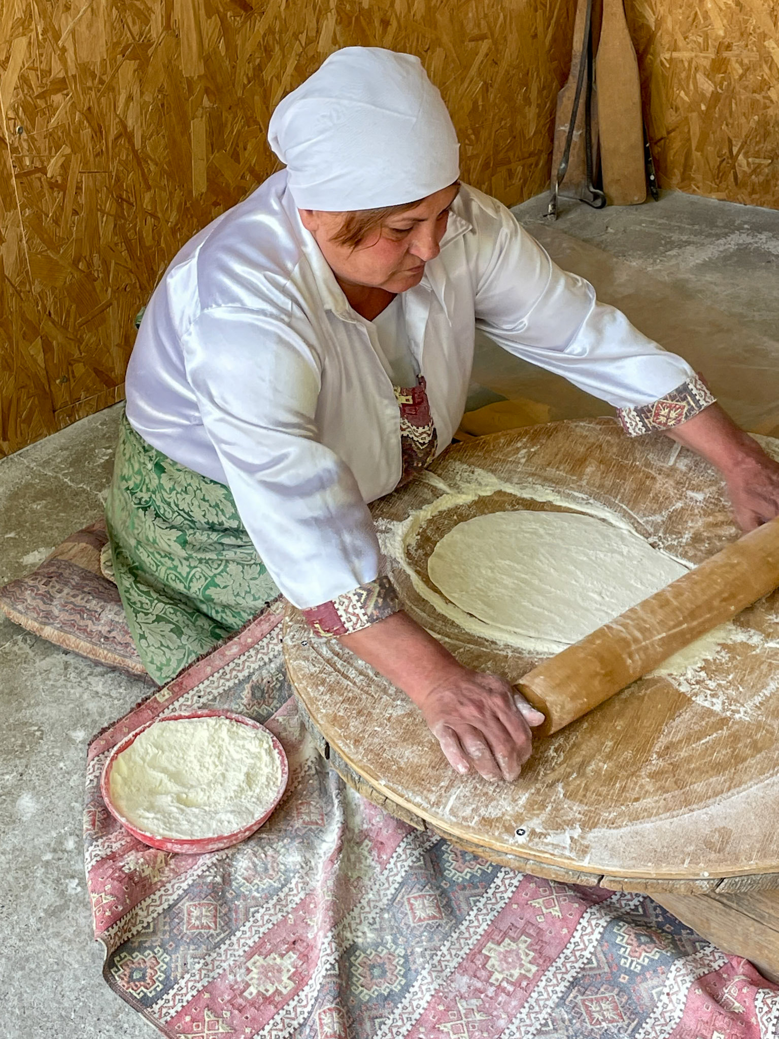 Lavash bread making demonstration, Garni, Armenia