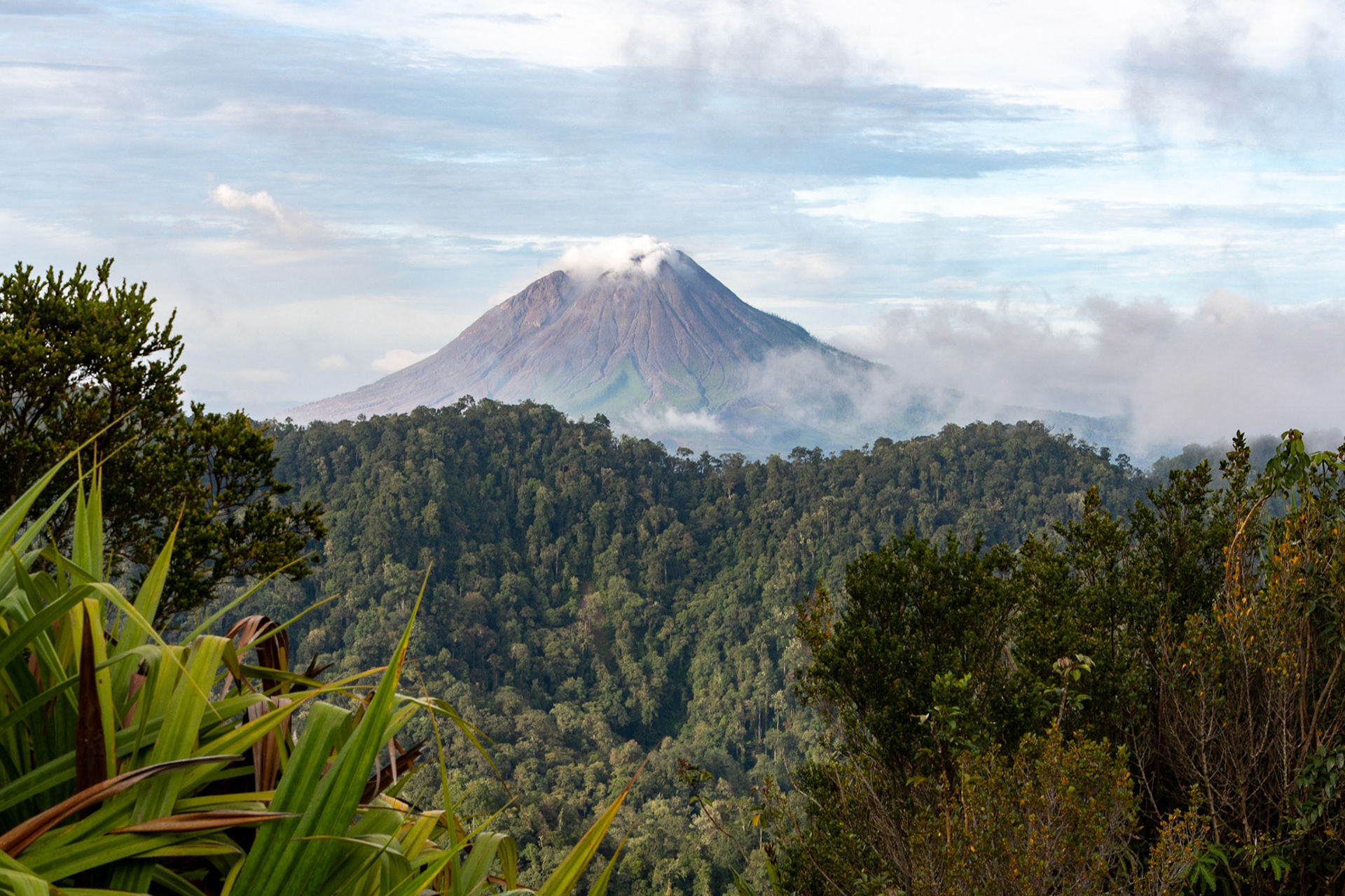View towards Mount Sinabung,  Mount Sibayak