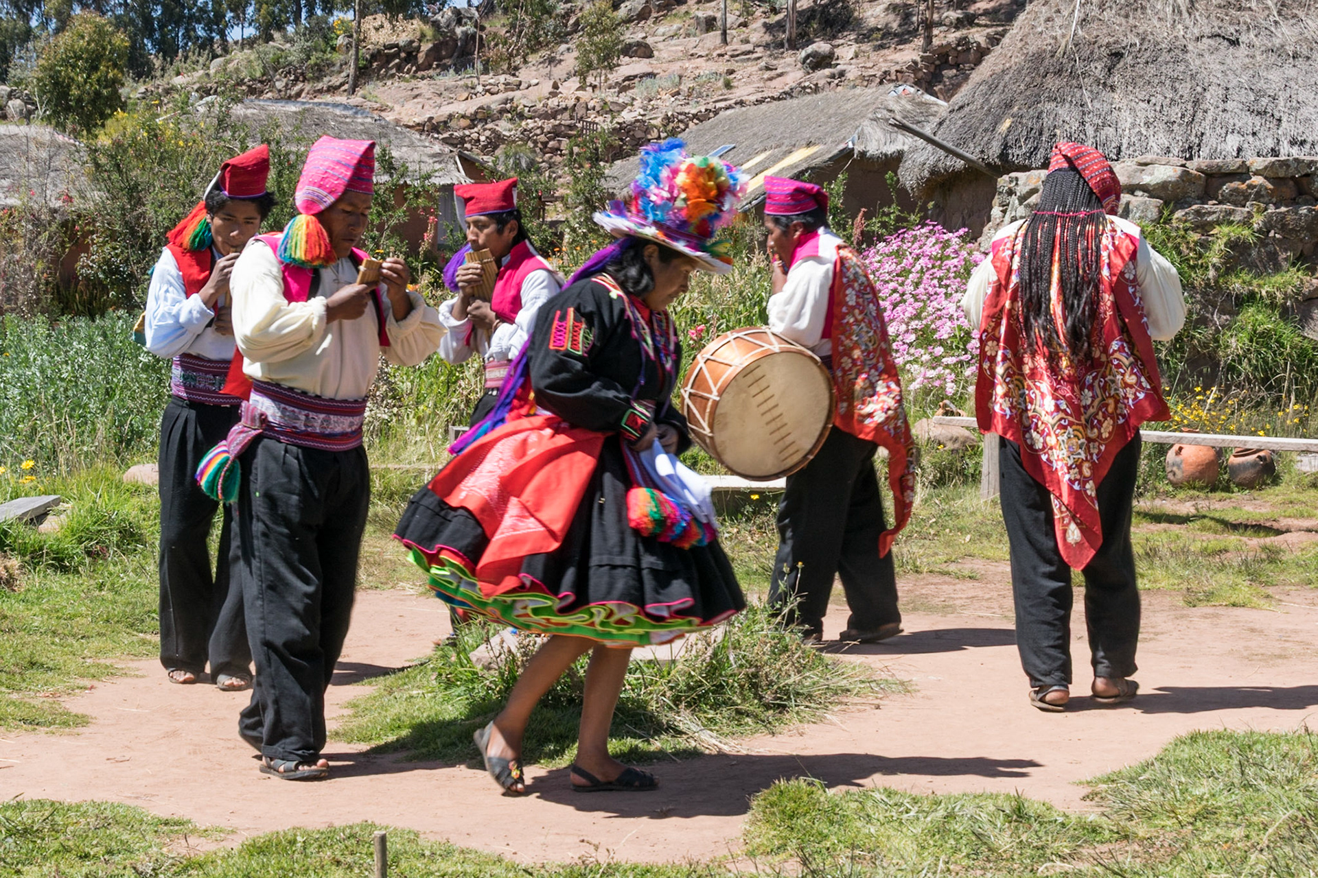 Traditional dance, Taquile Island, Lake Titicaca, Peru