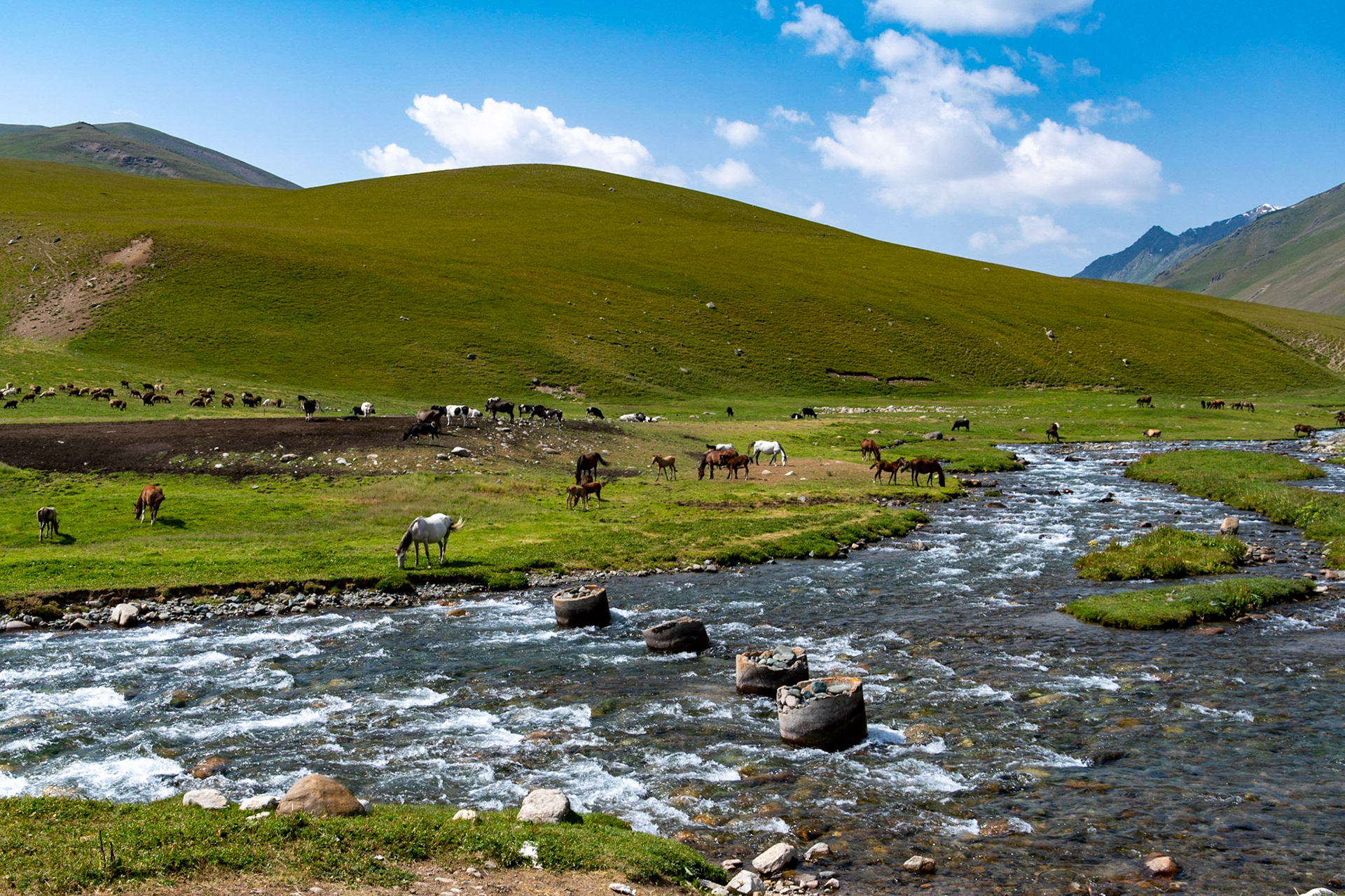 View over mountains, Ala-Bel Pass, Kyrgyzstan