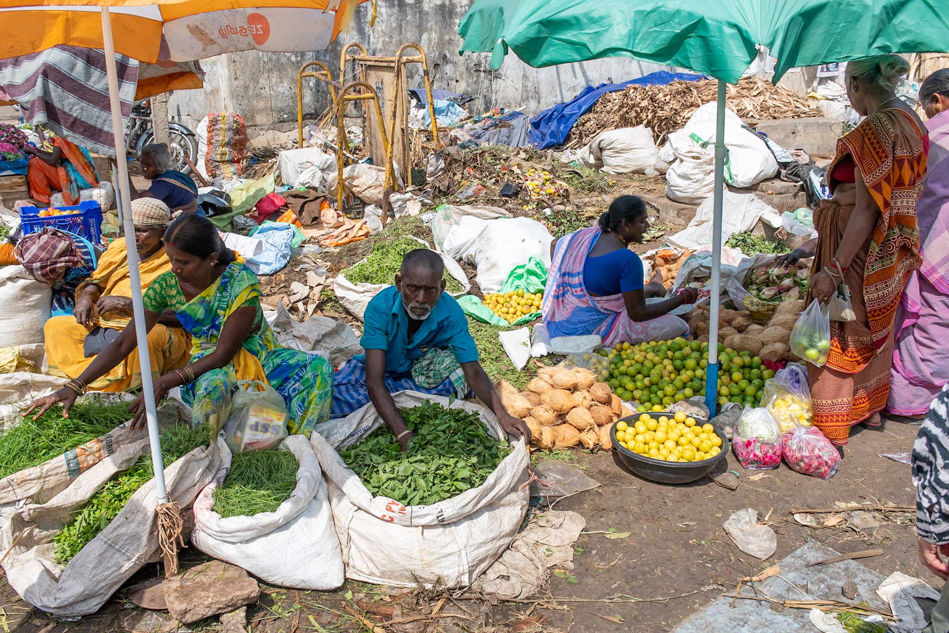 Vegetable sellers, Flower market, Madurai