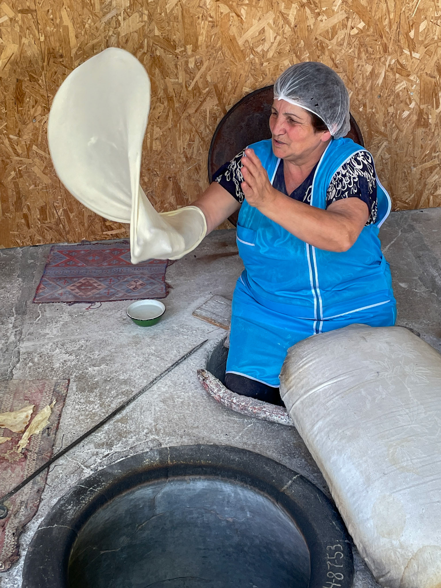 Lavash bread making demonstration, Garni, Armenia
