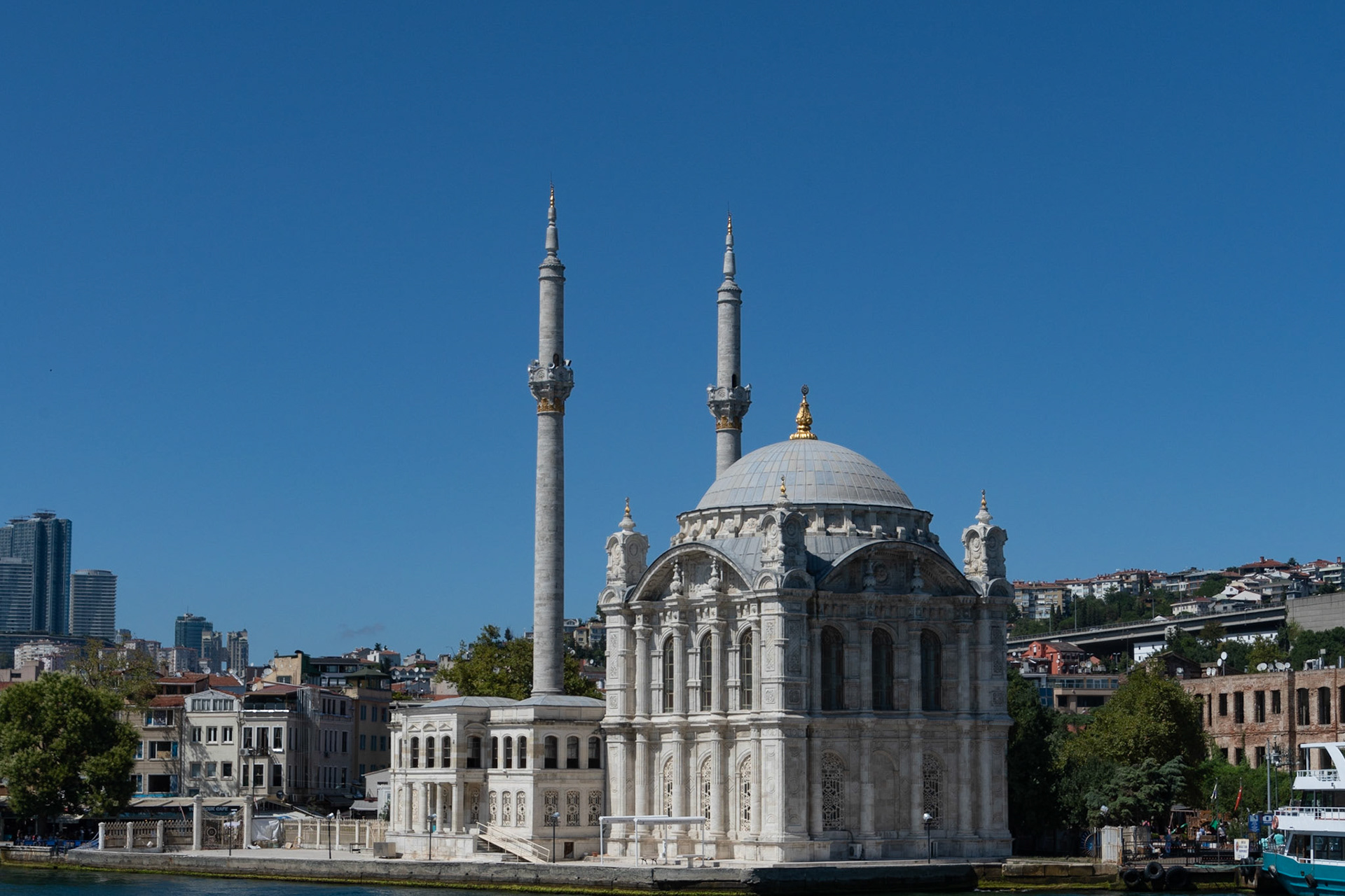 Ortakoy Mosque (C19th) from Bosphorous, Istanbul