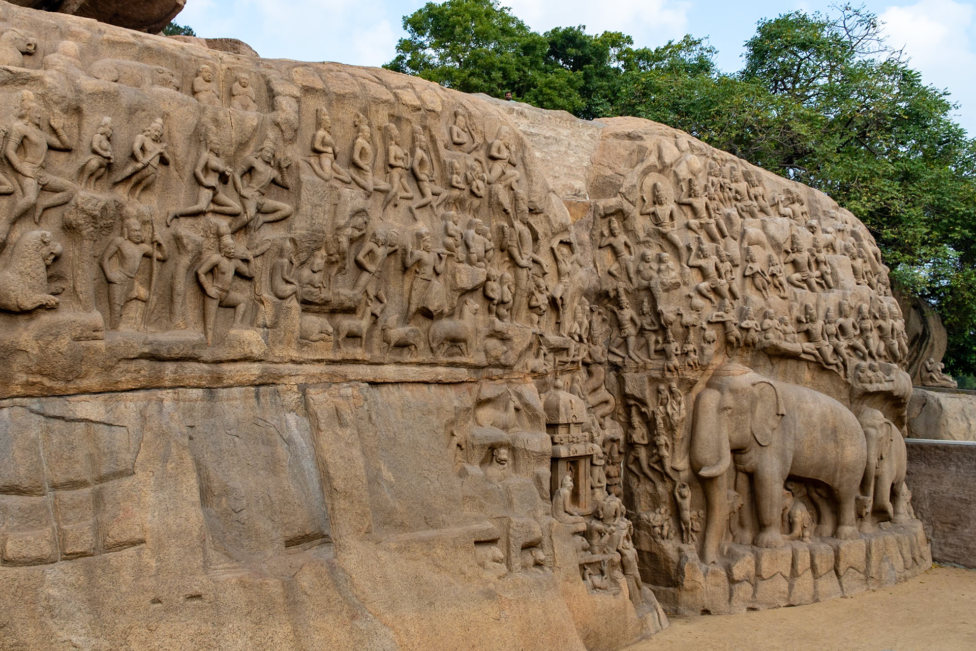 Arjuna's Penance, Mahabalipuram (7th C; also known as Descent of the Ganges)
