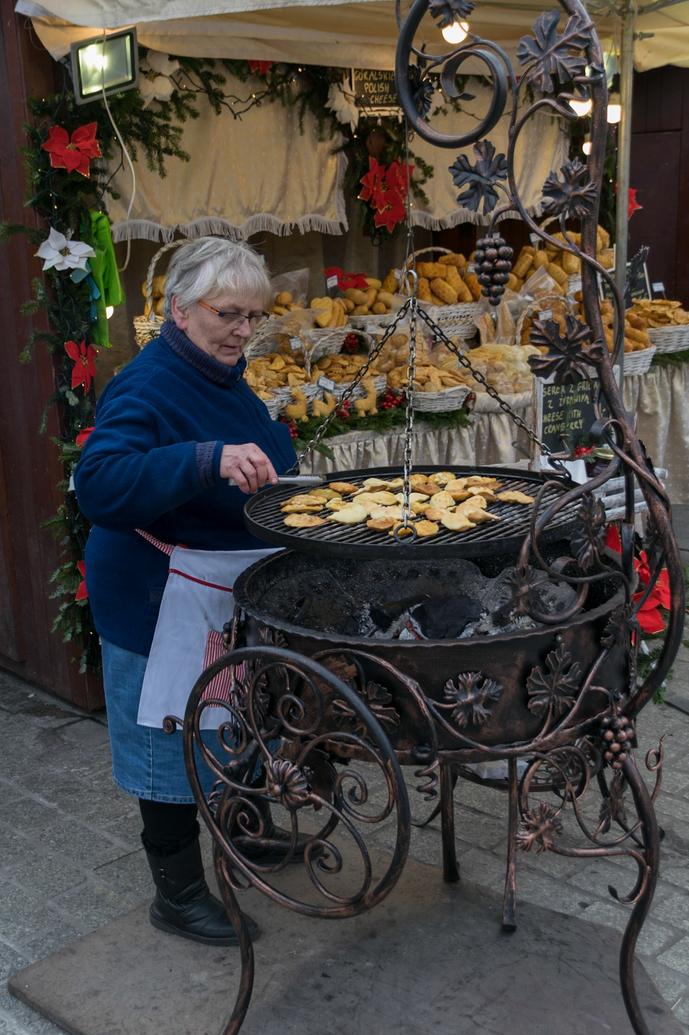 Smoked-cheese seller, Krakow, Poland