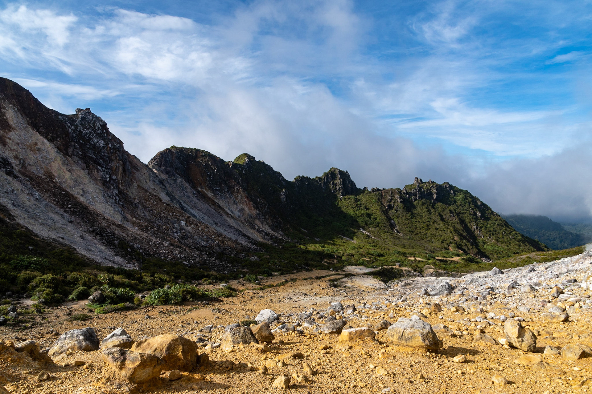 View down from crater, Mount Sibayak
