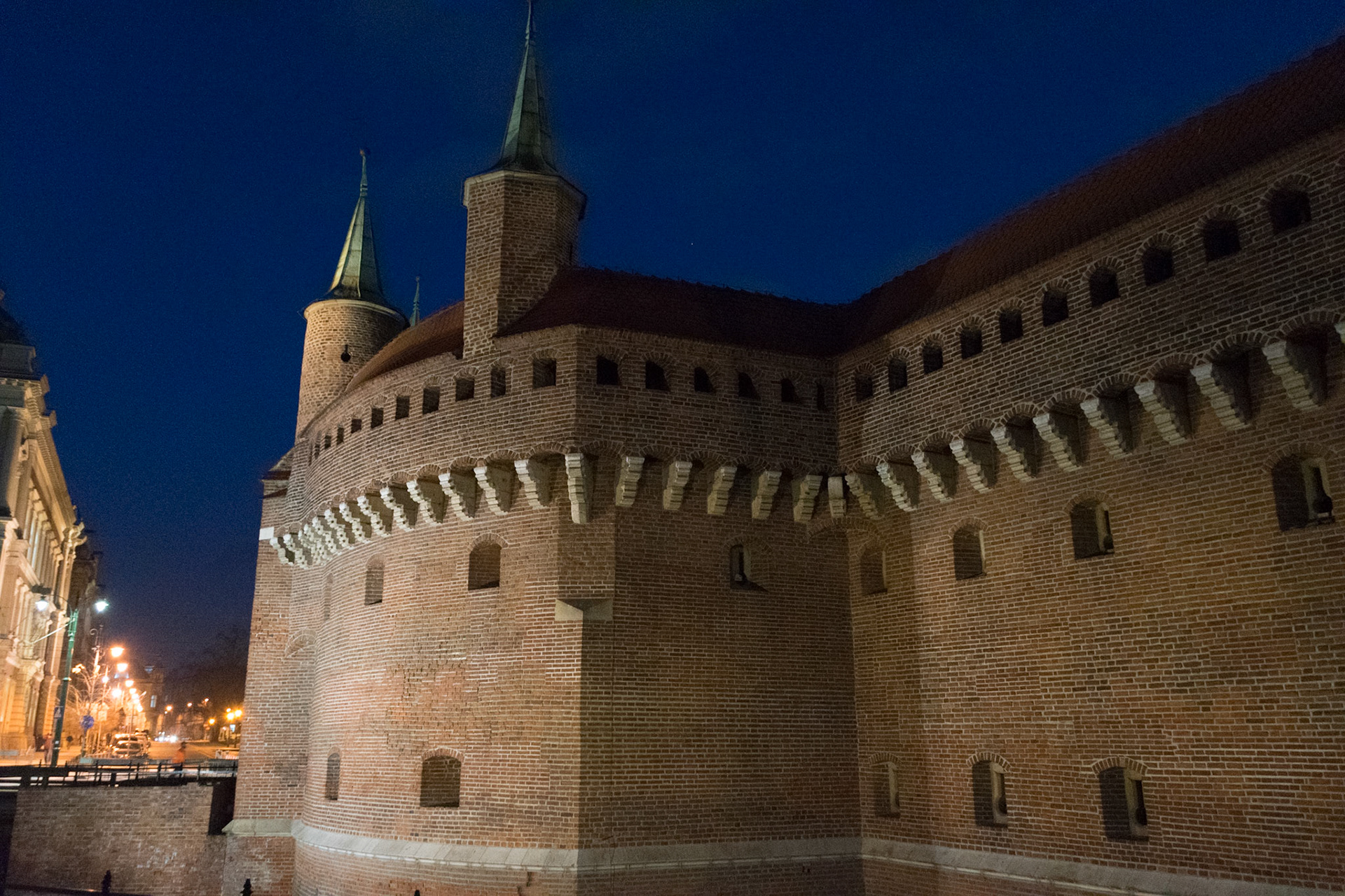 Barbican at night, Krakow