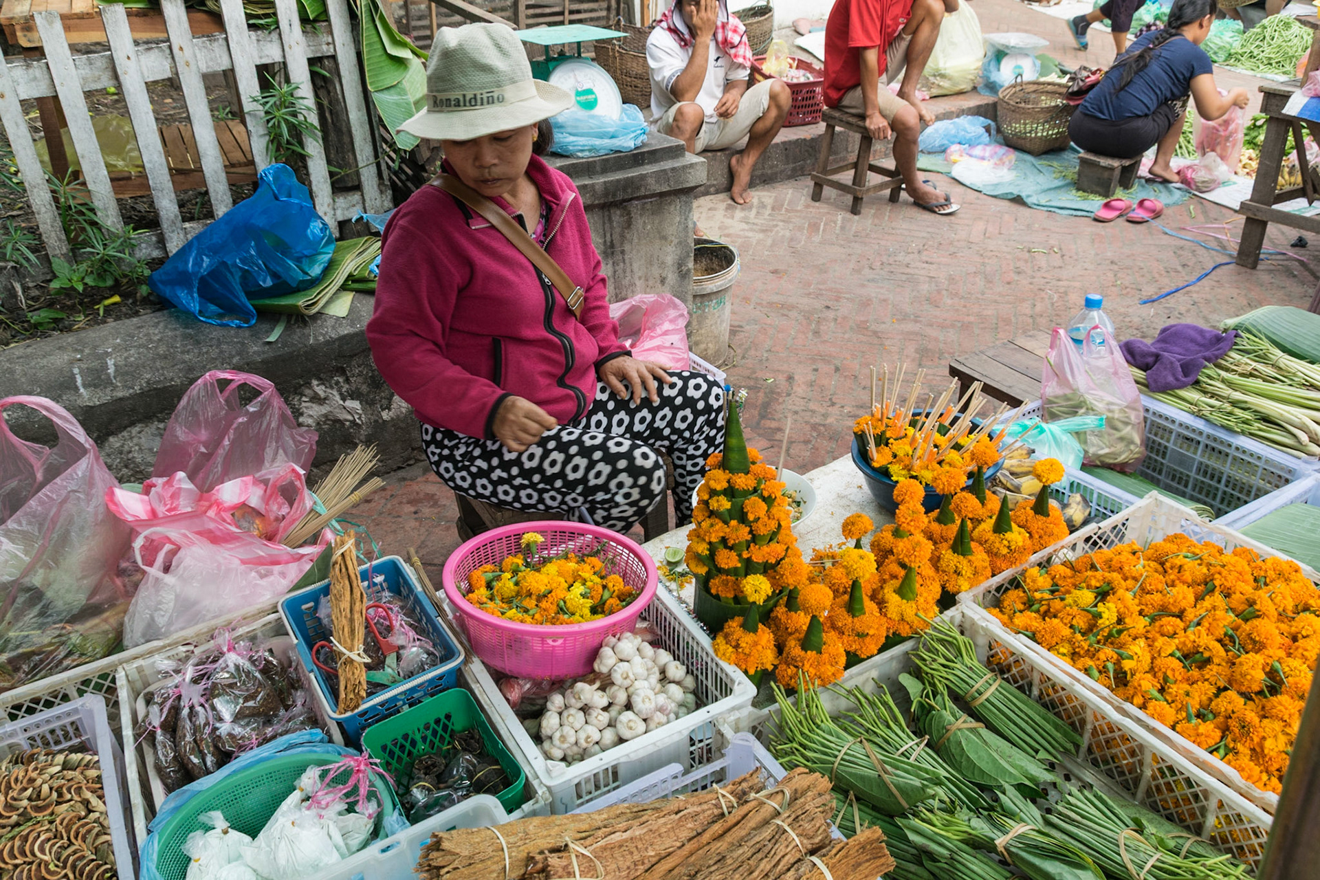 Vegetable and flower seller, Luang Prabang, Laos