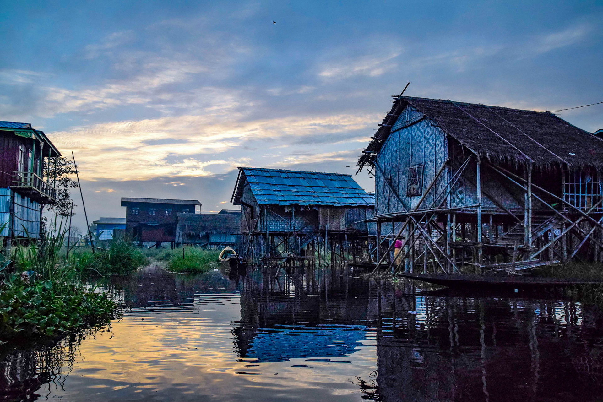 Village at dawn, Inle Lake