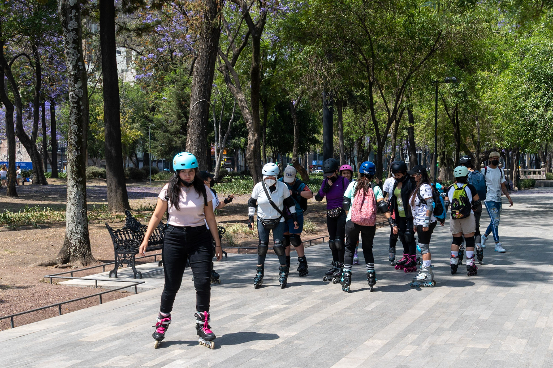Roller-blading, Alameda Park, Mexico City, Mexico