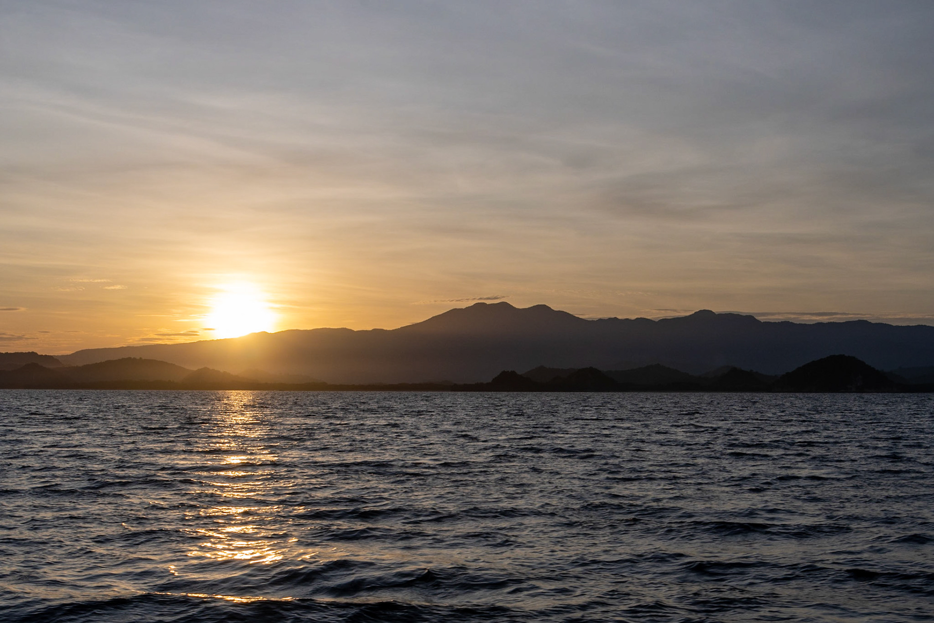 Sunrise over Islands en route to Komodo Island
