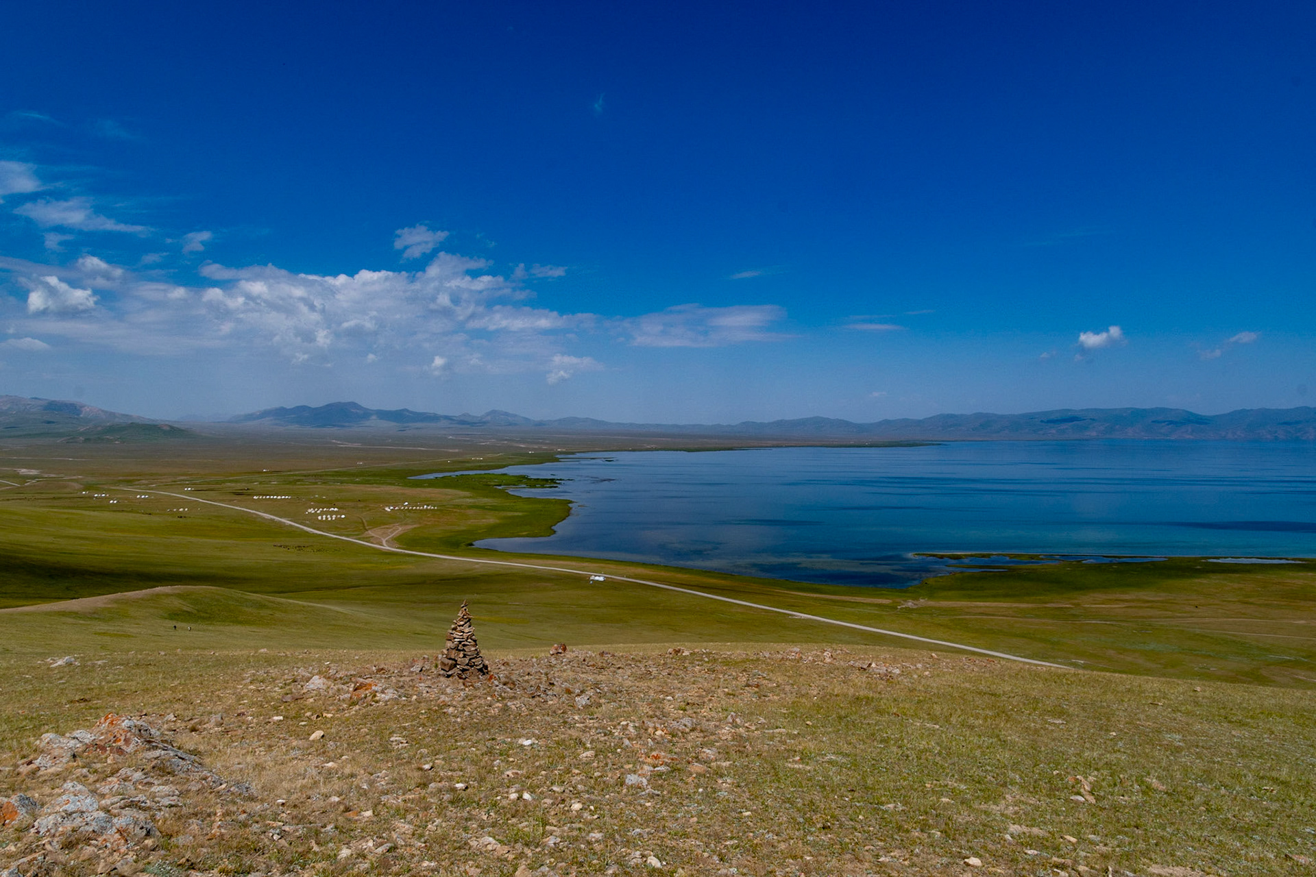 View over Song Kul Lake, Kyrgyzstan