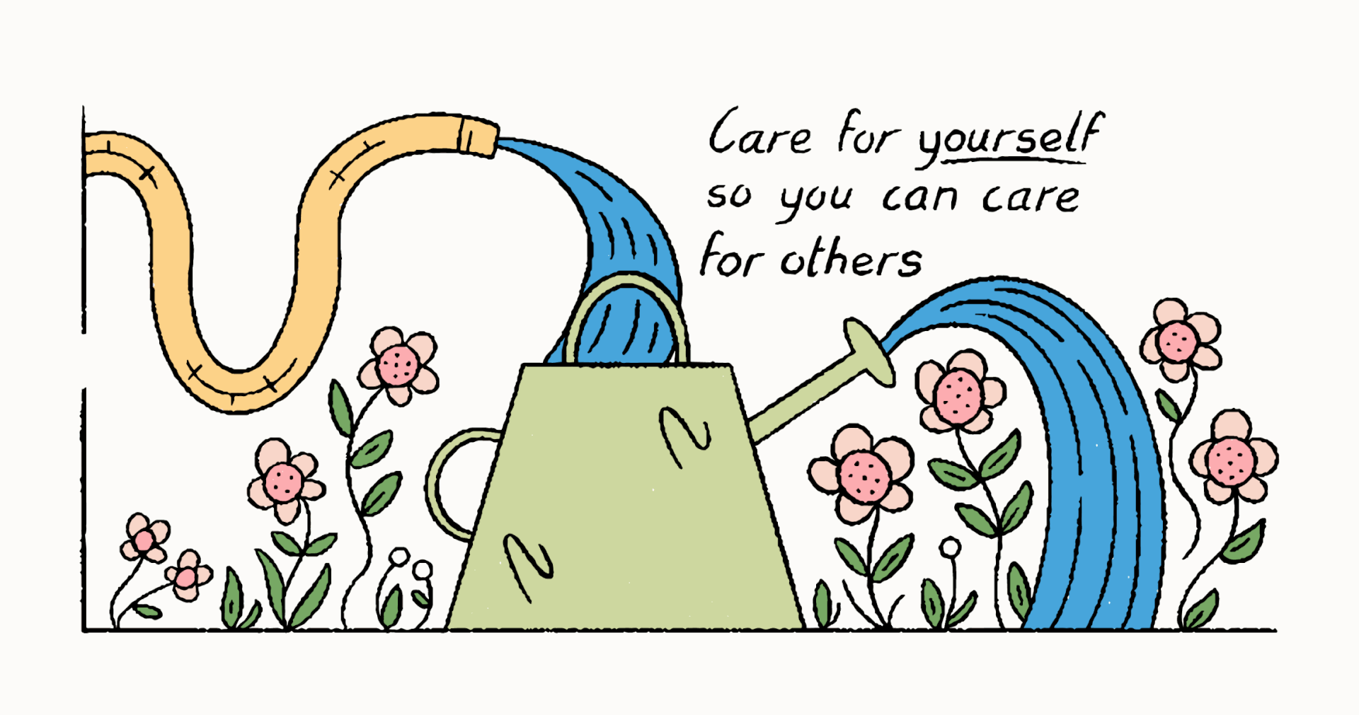 Illustrations as part of the NCSE Relate suite, featuring flowers, mugs, a teacher, students, a rights bill, a serious conversation, visual metaphors, a checklist, a clock, flowers, a camera, a music note.