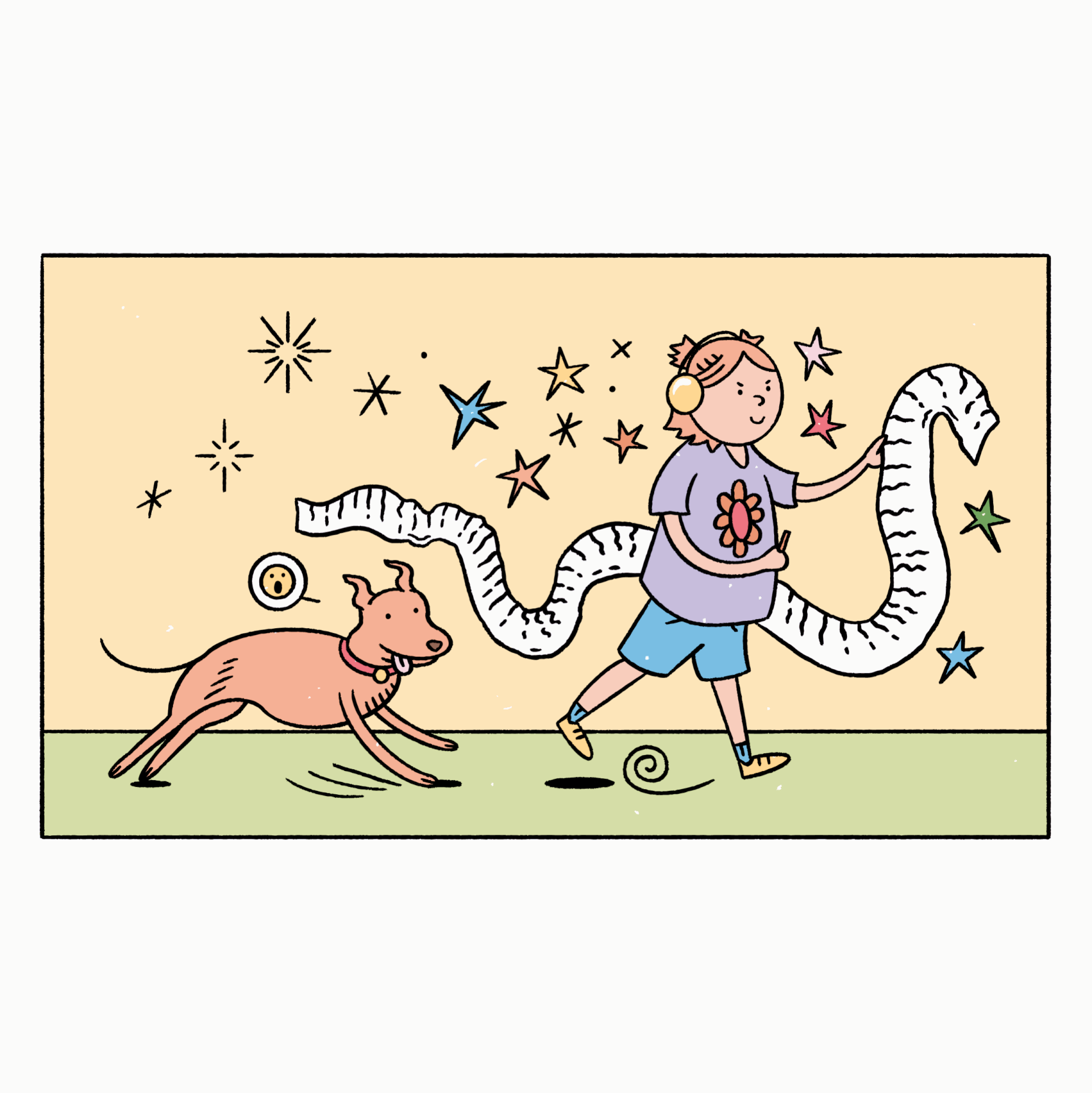 A selection of illustrations for Minding My Sensitive Self, a self-help book written for autistic children by Evaleen Whelton from Ausome Training. Illustrations feature a young girl with a dog, an adult, and comic book panels to help autistic children to figure out life.