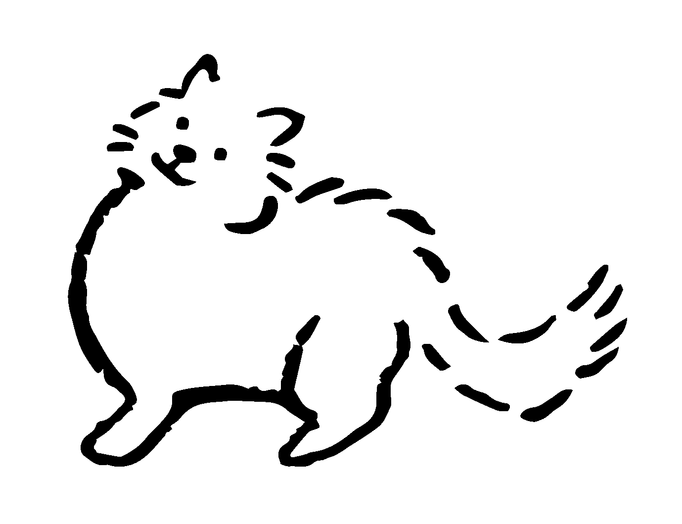 A black line drawing of a cat.