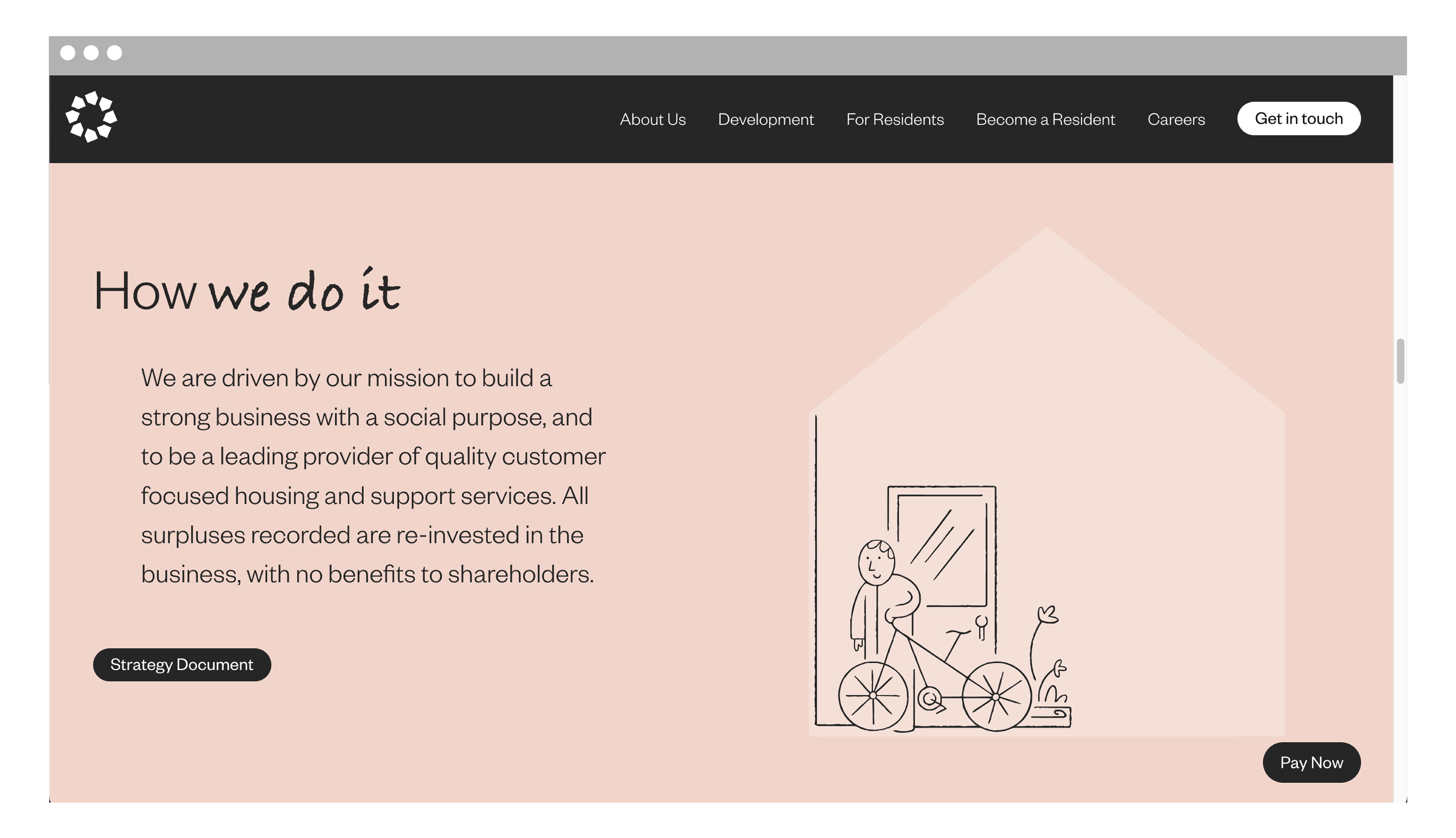 Oaklee website design copyright of CI Studio. Illustrations are shown in the Oaklee branded house shape.