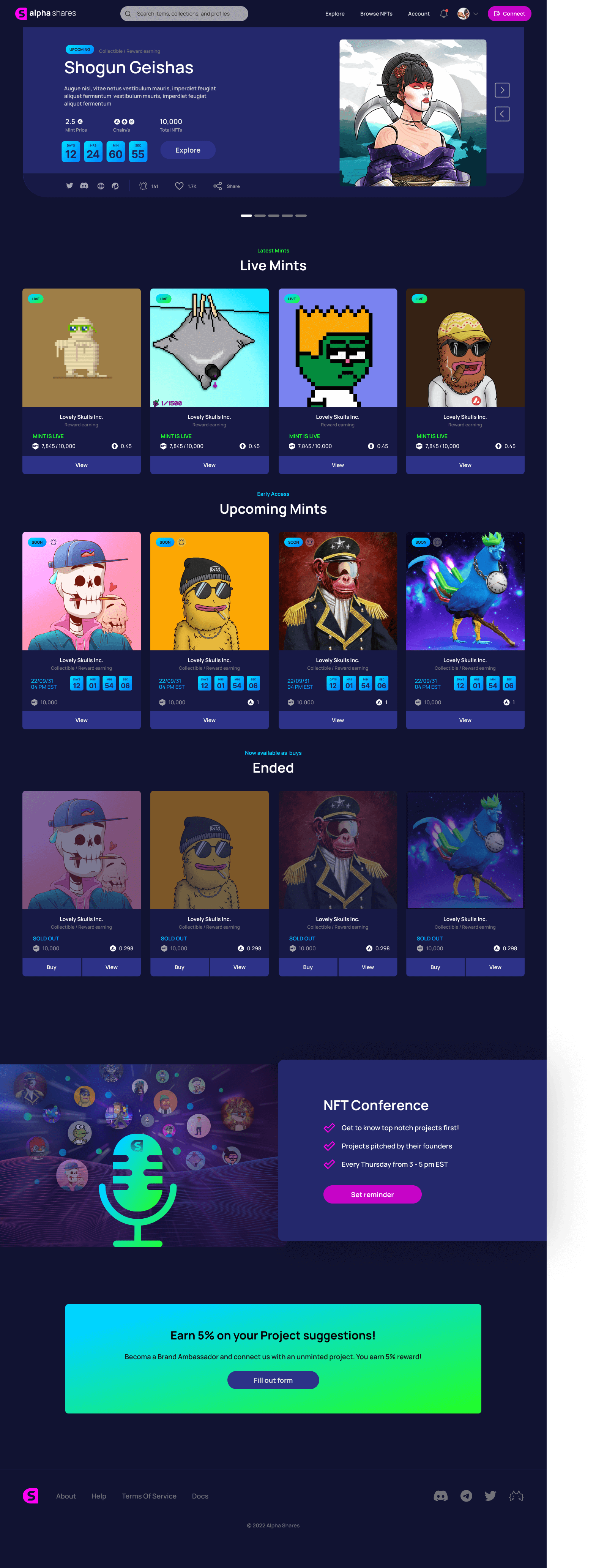 Alpha Shares NFT Marketplace Launchpad