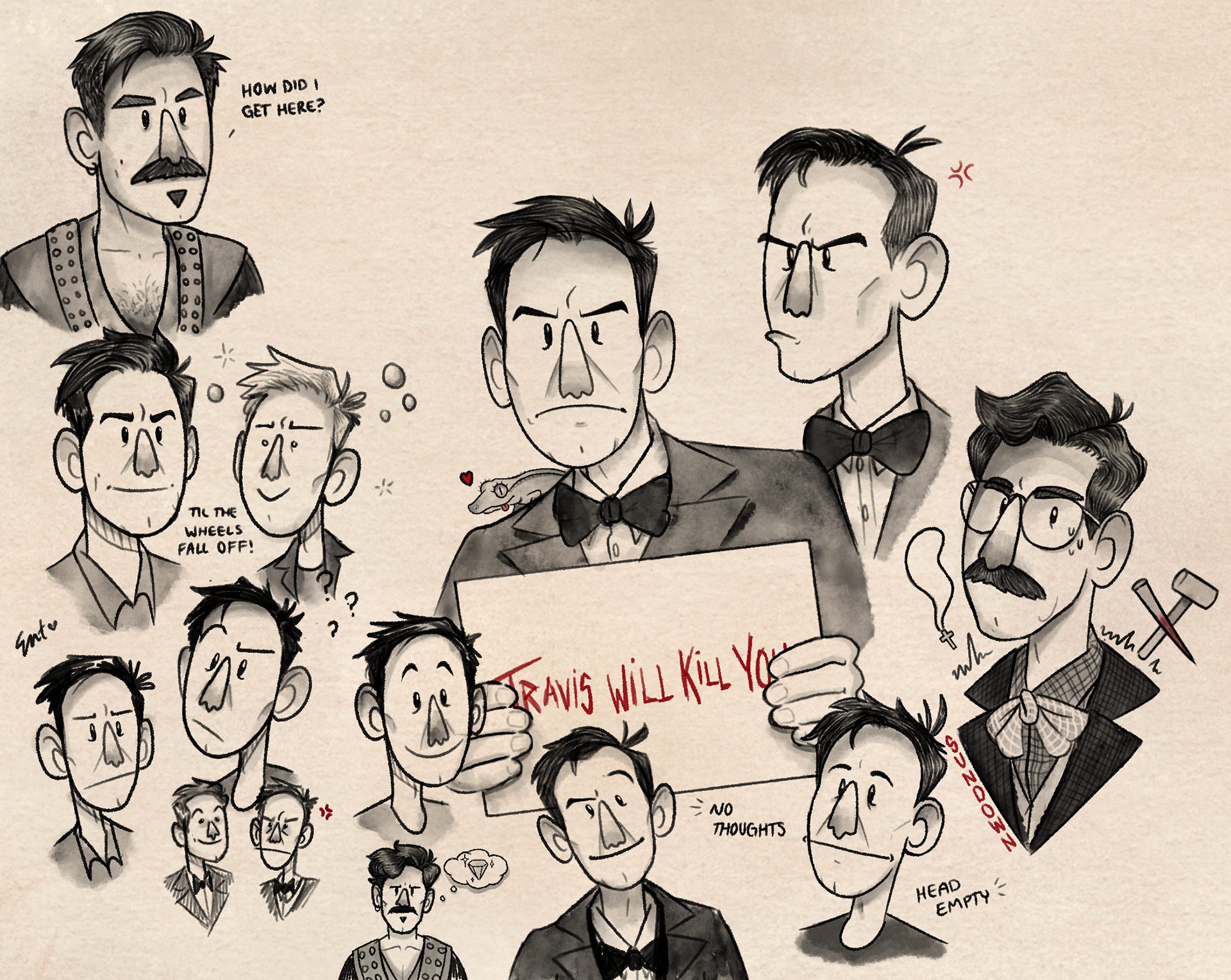 Ted Raimi and Bruce Campbell doodles