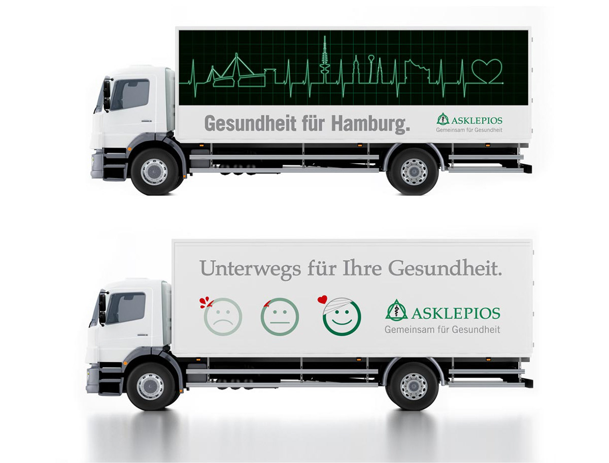 ASKLEPIOS Kliniken Hamburg // Branding der LKW-Flotte