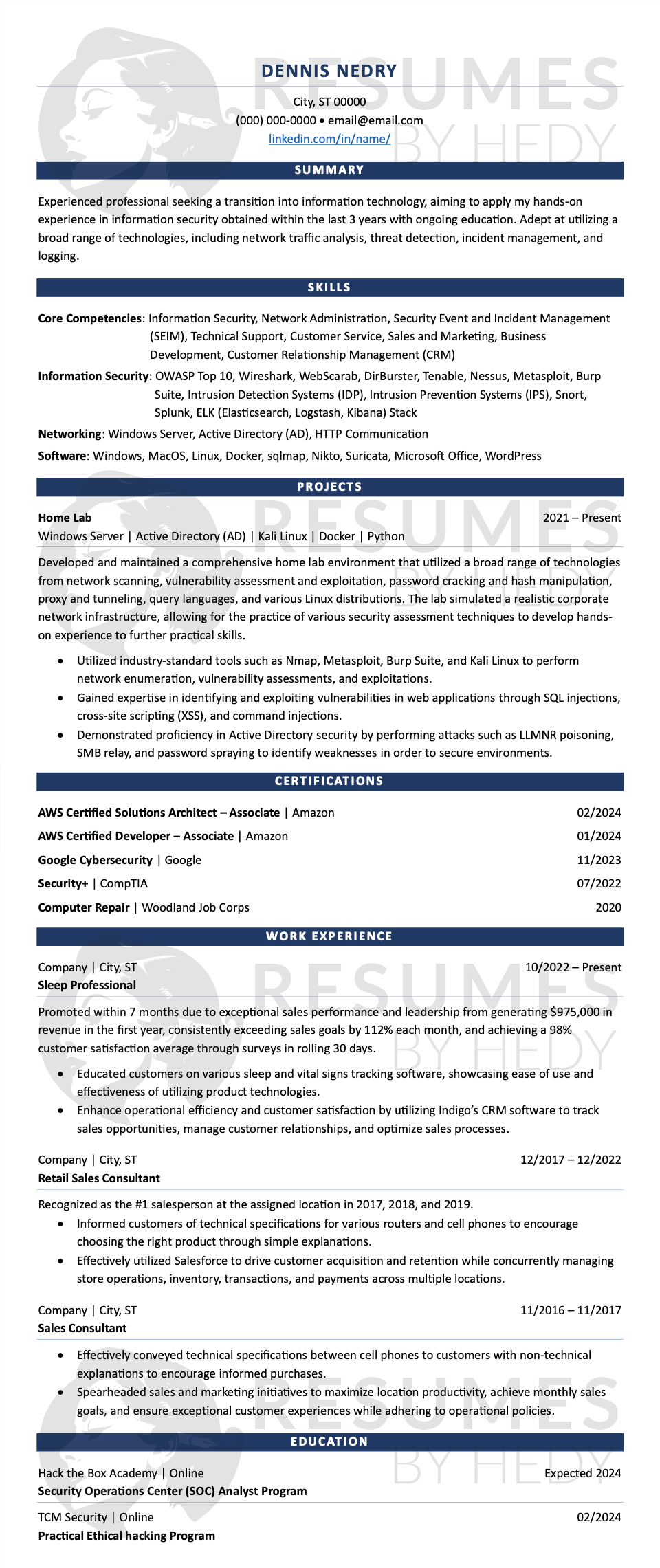 Career Change to Information Security Resume