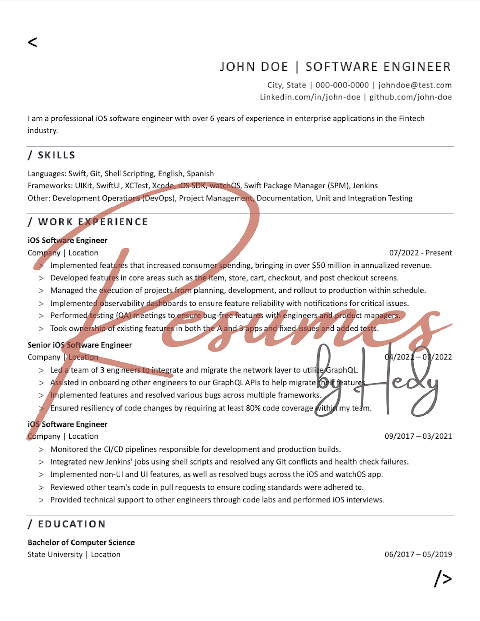 Software Engineer Resume