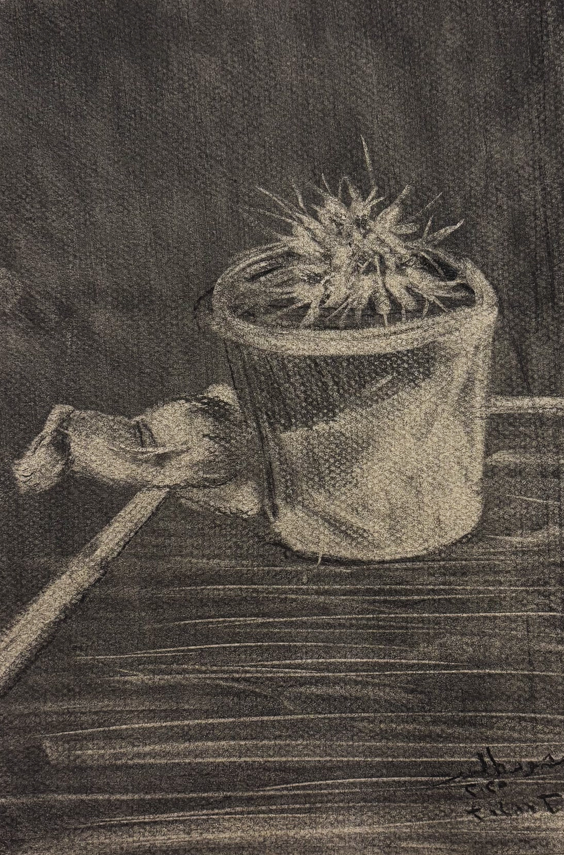 Charcoal on colored paper