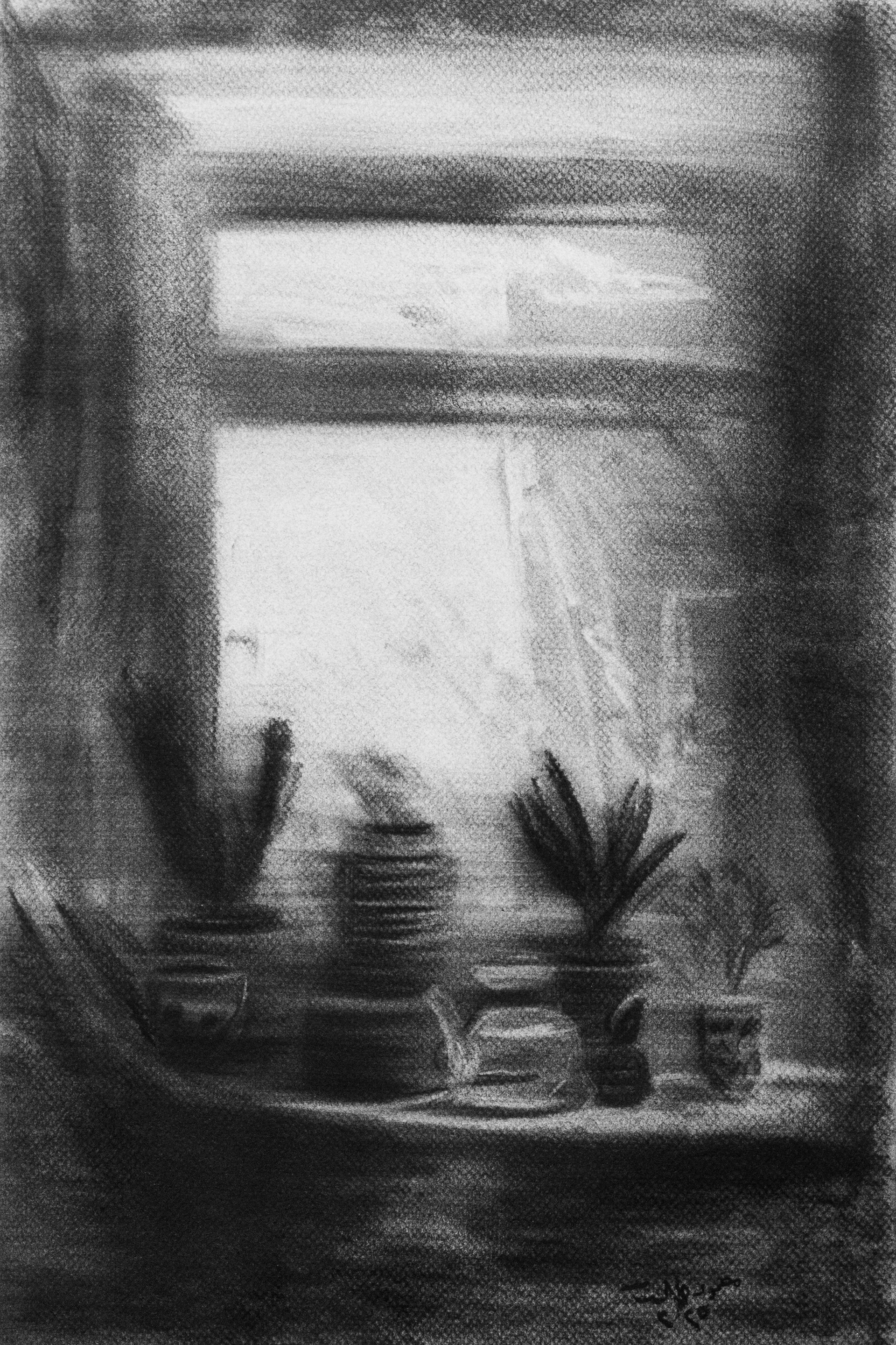 Charcoal on colored paper-From Siwa series 