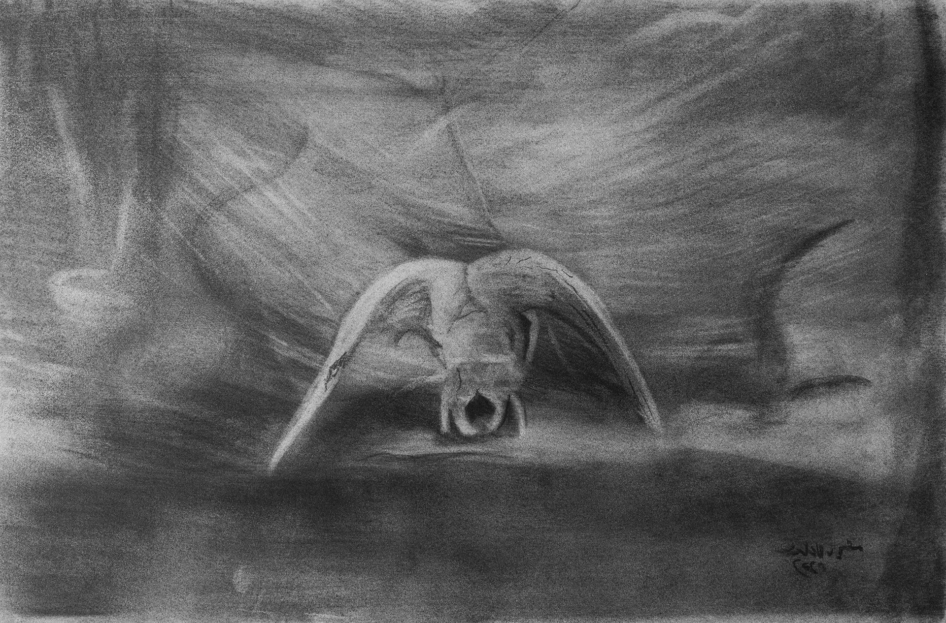 Charcoal on colored paper-From Siwa series 