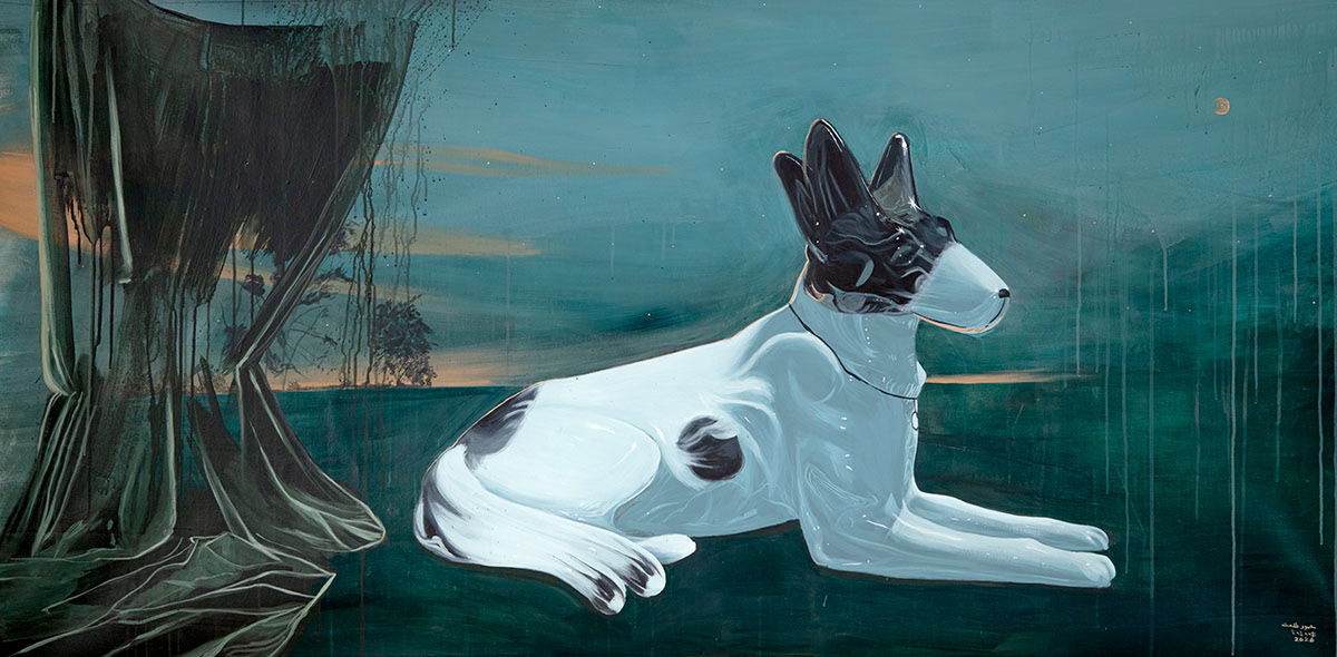 Antique white dog-Acrylic on canvas-120x80cm