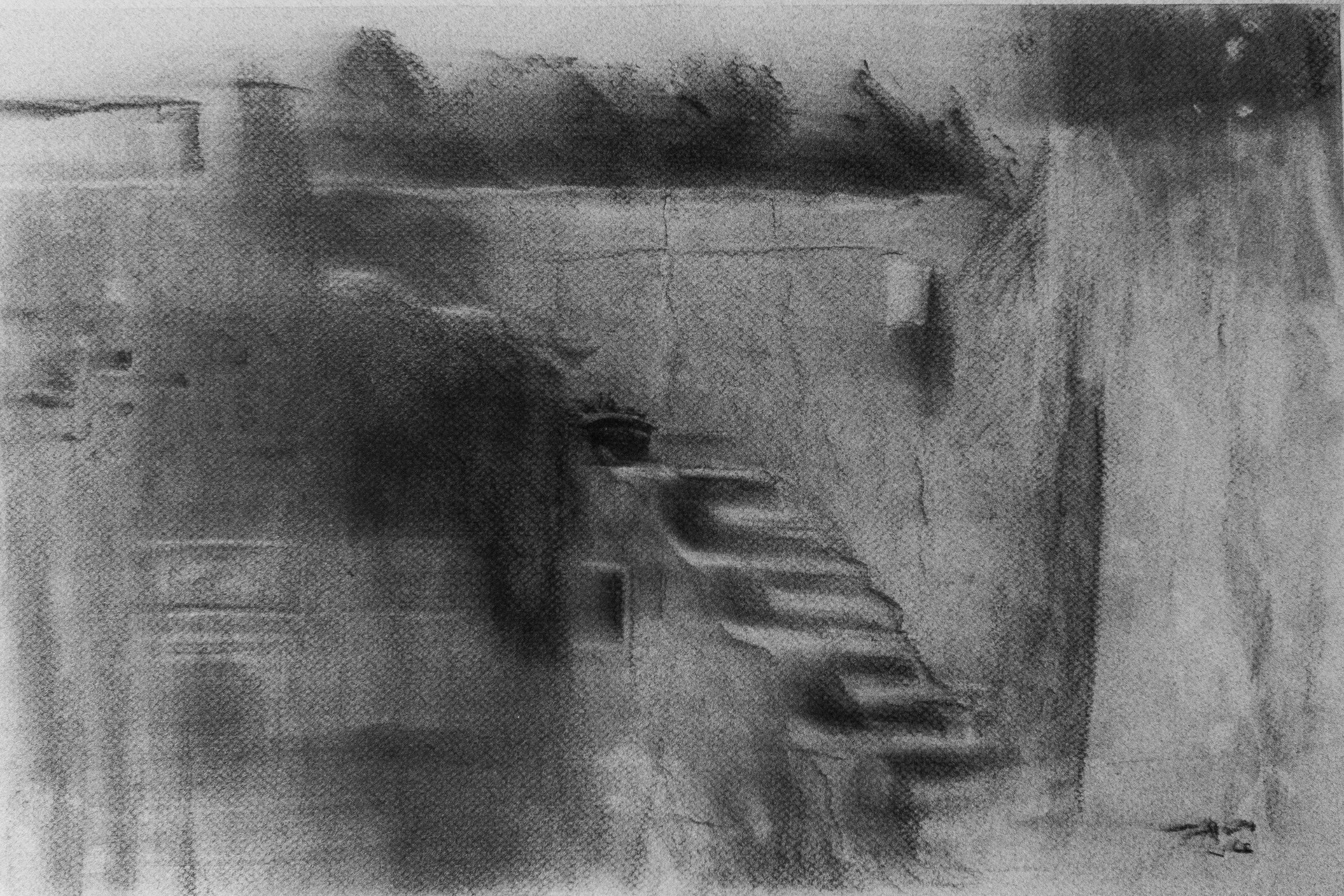 Charcoal on colored paper-From Siwa series 