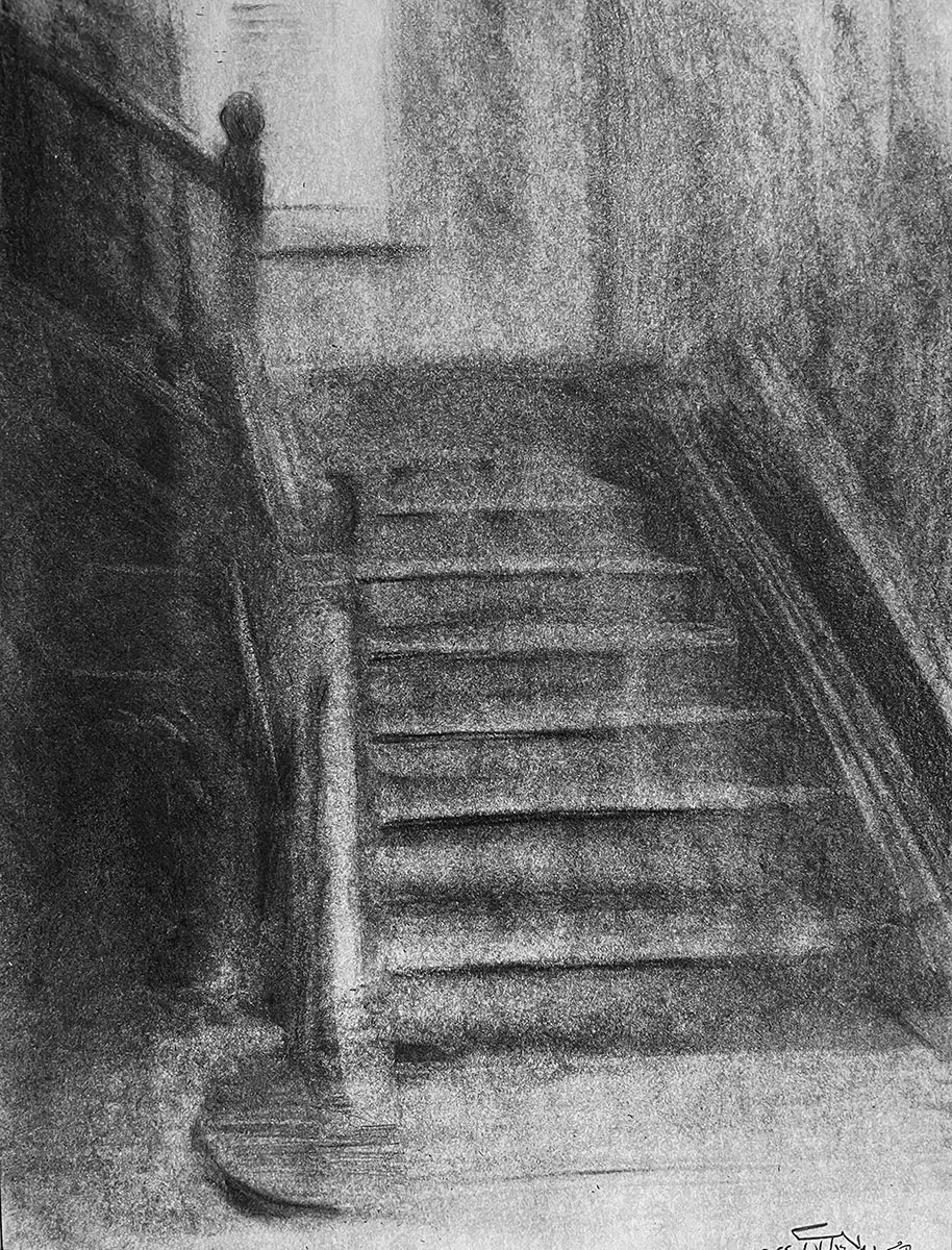 Charcoal on paper-Mr Mostafa El-Zanaty's ledder house