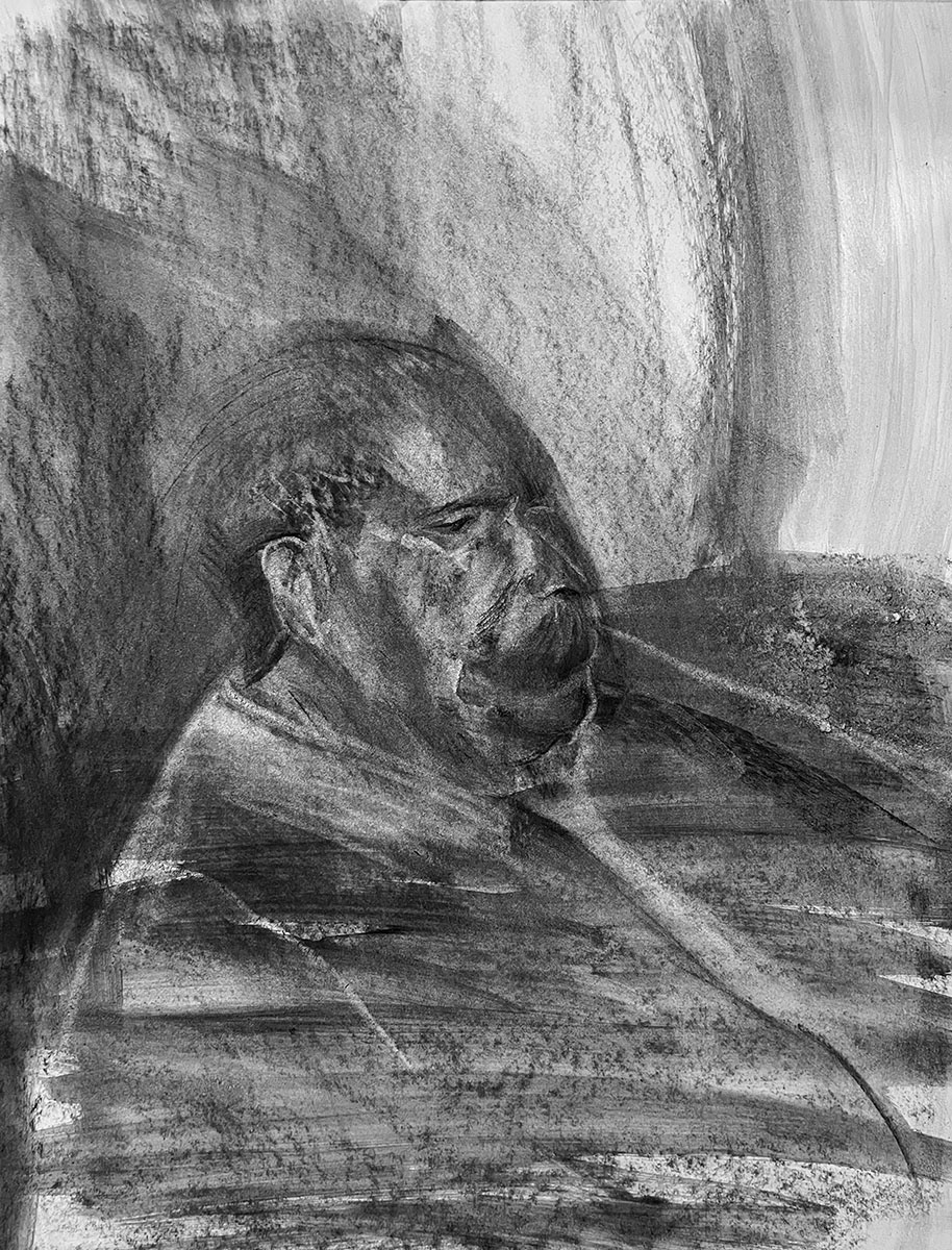 Charcoal on paper-Mr Mustafa El-Zanaty