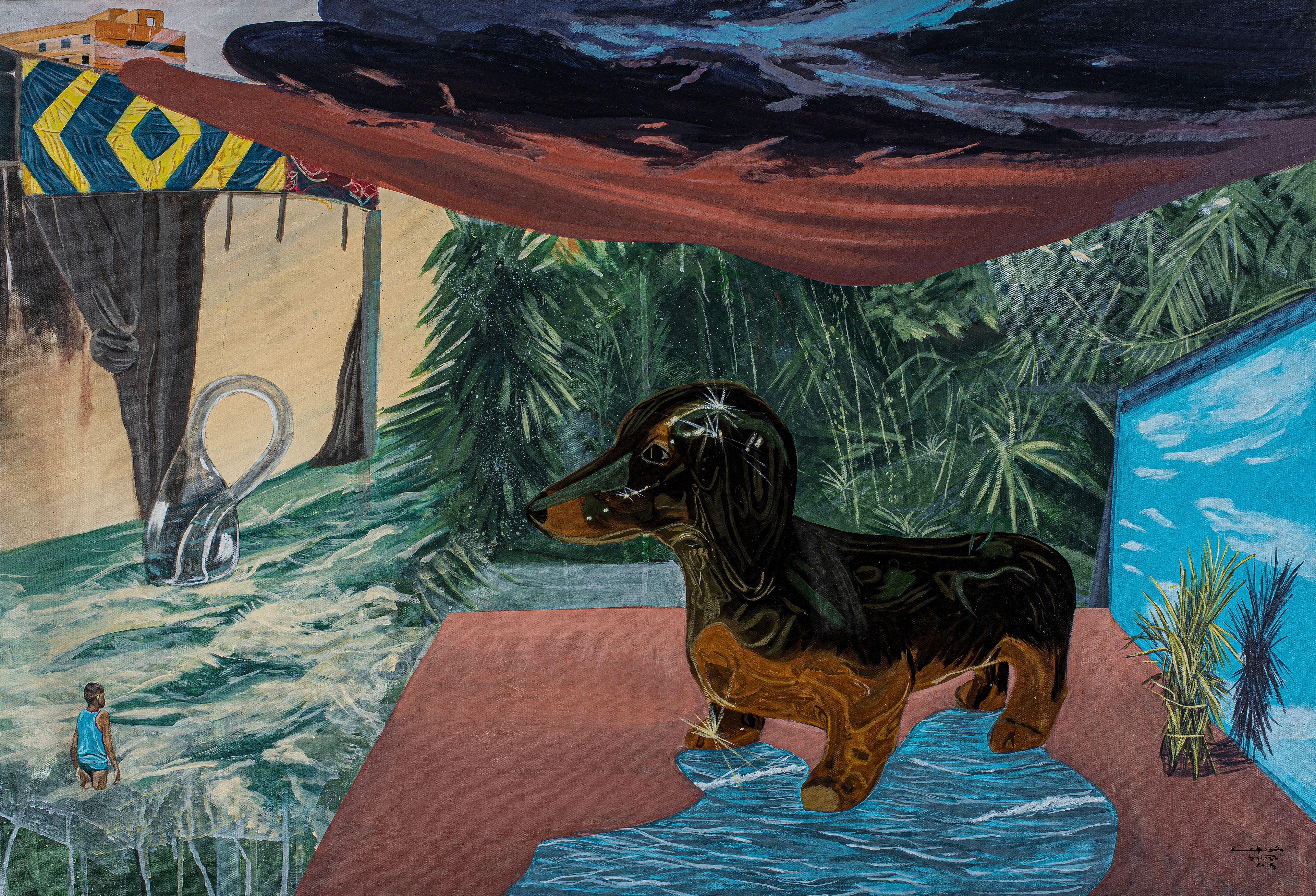 Acrylic on canvas-Antique dog