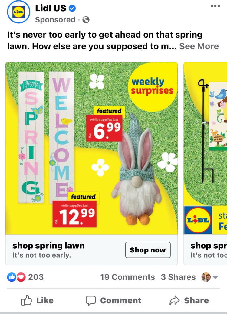 Easter themed carousel as shown live on Facebook