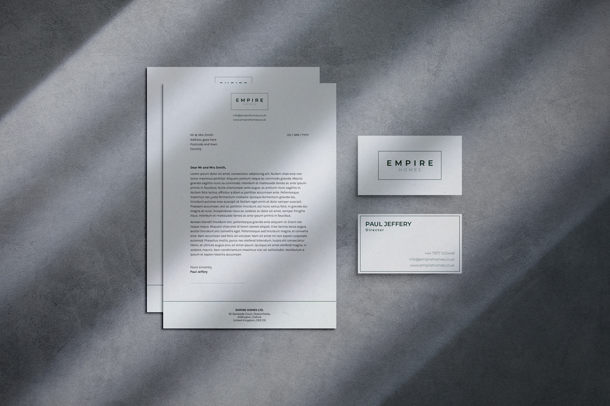 Letterhead and business cards.
