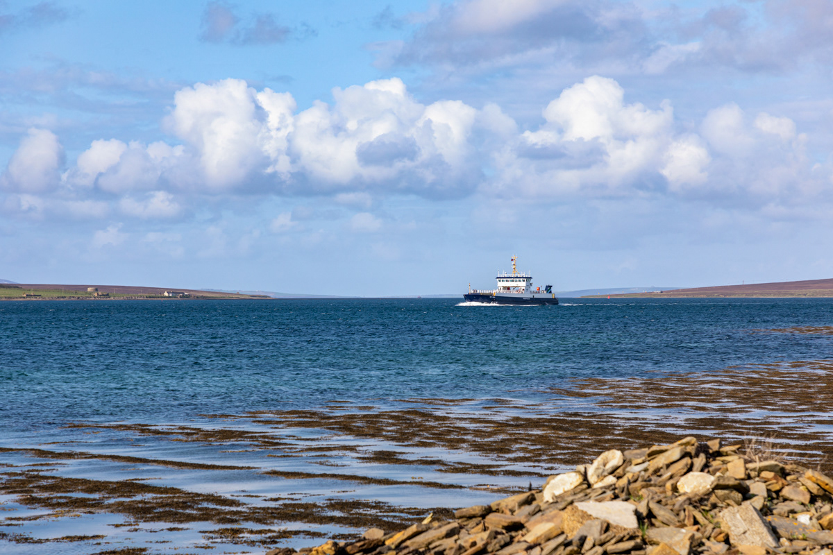 The Ferry Coming Down Longhope Sound