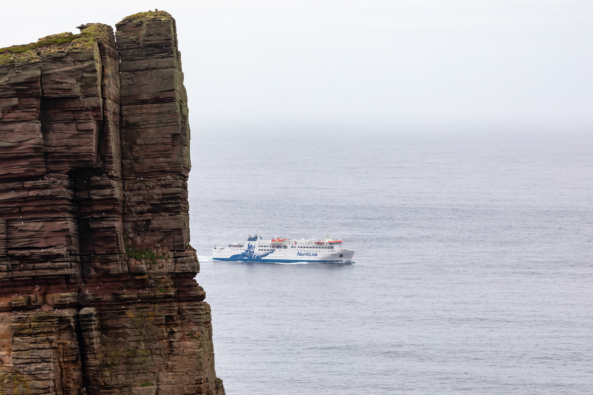 The Ferry "Hamnavoe" Sailing Past The Old Man of Hoy