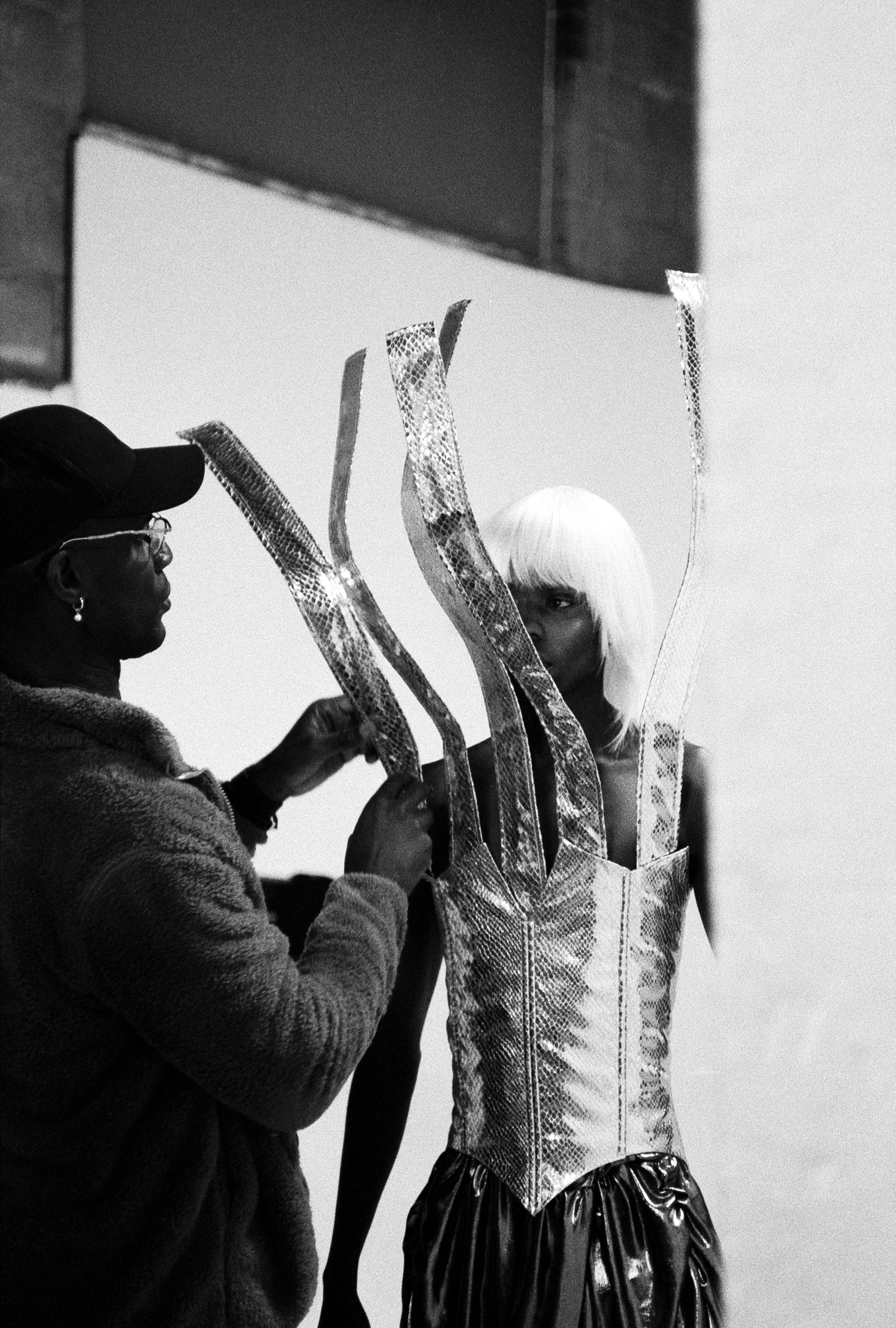 2023, Behind the scenes: L'Uomo Strano x Matt Tibbo feat. Grey Heaven Grey Earth Jewelry. Nikon F4 x Ilford Delta 400