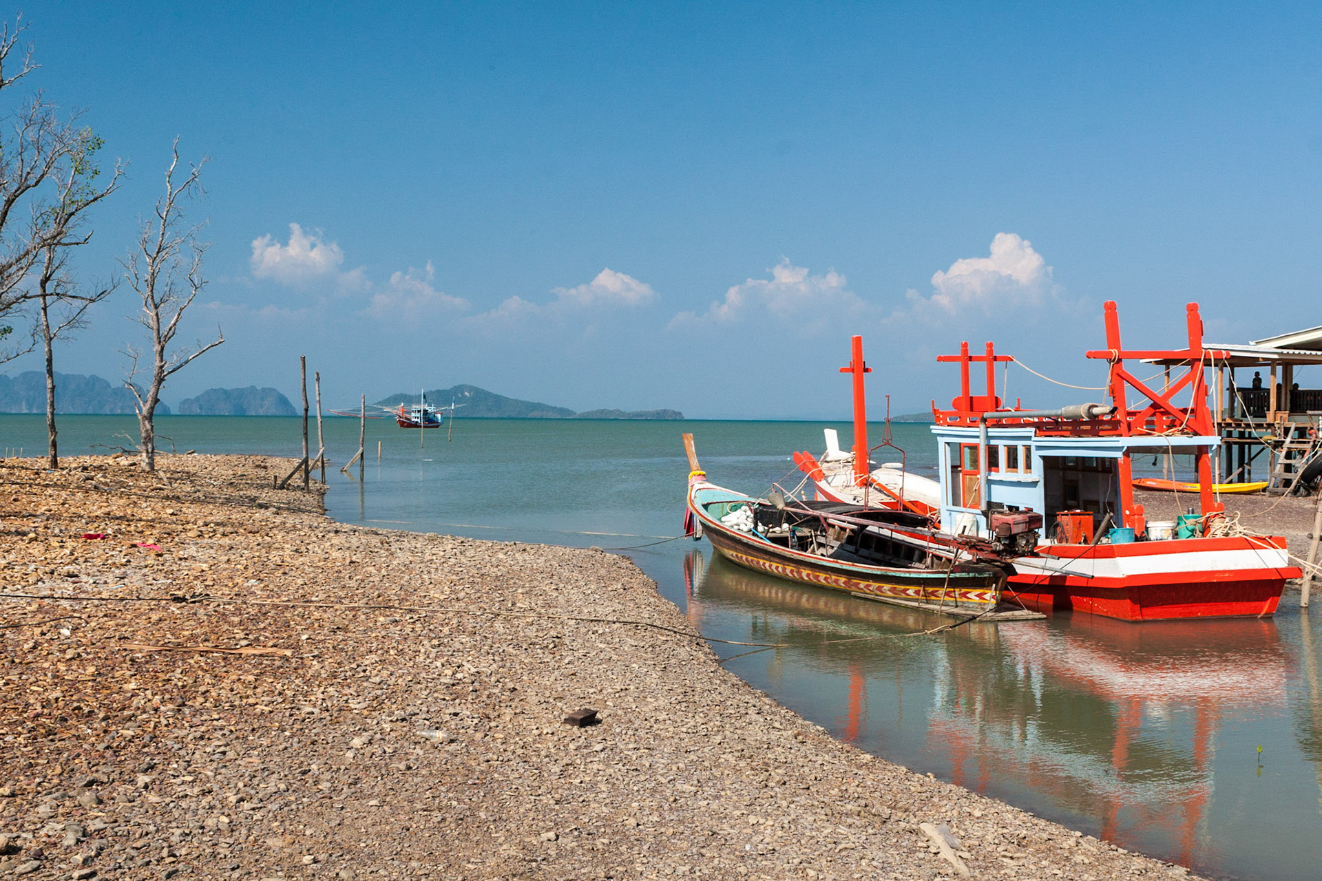 Boats in Old Lanta Town on Koh Lanta island