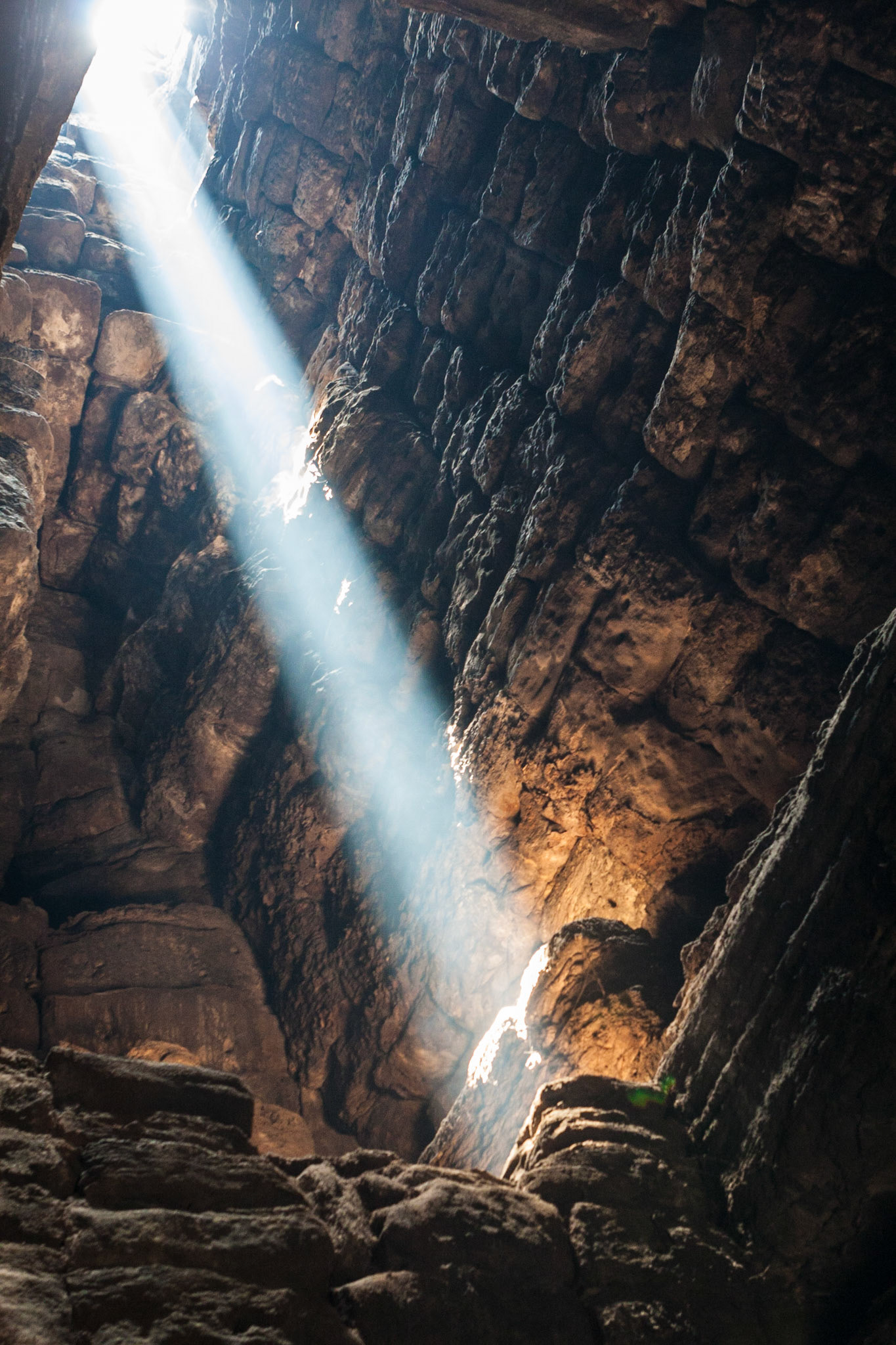 Light falling Inside the Bayon temple in Angkor Thom