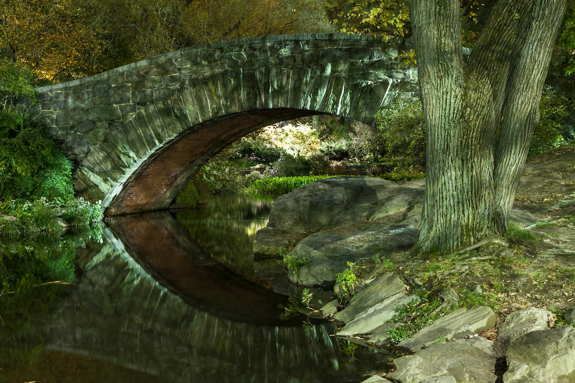 The long exposure image of Gapstow Bridge in the southern part of Central Park. I really like the reflection of the bridge in the peaceful water at night.